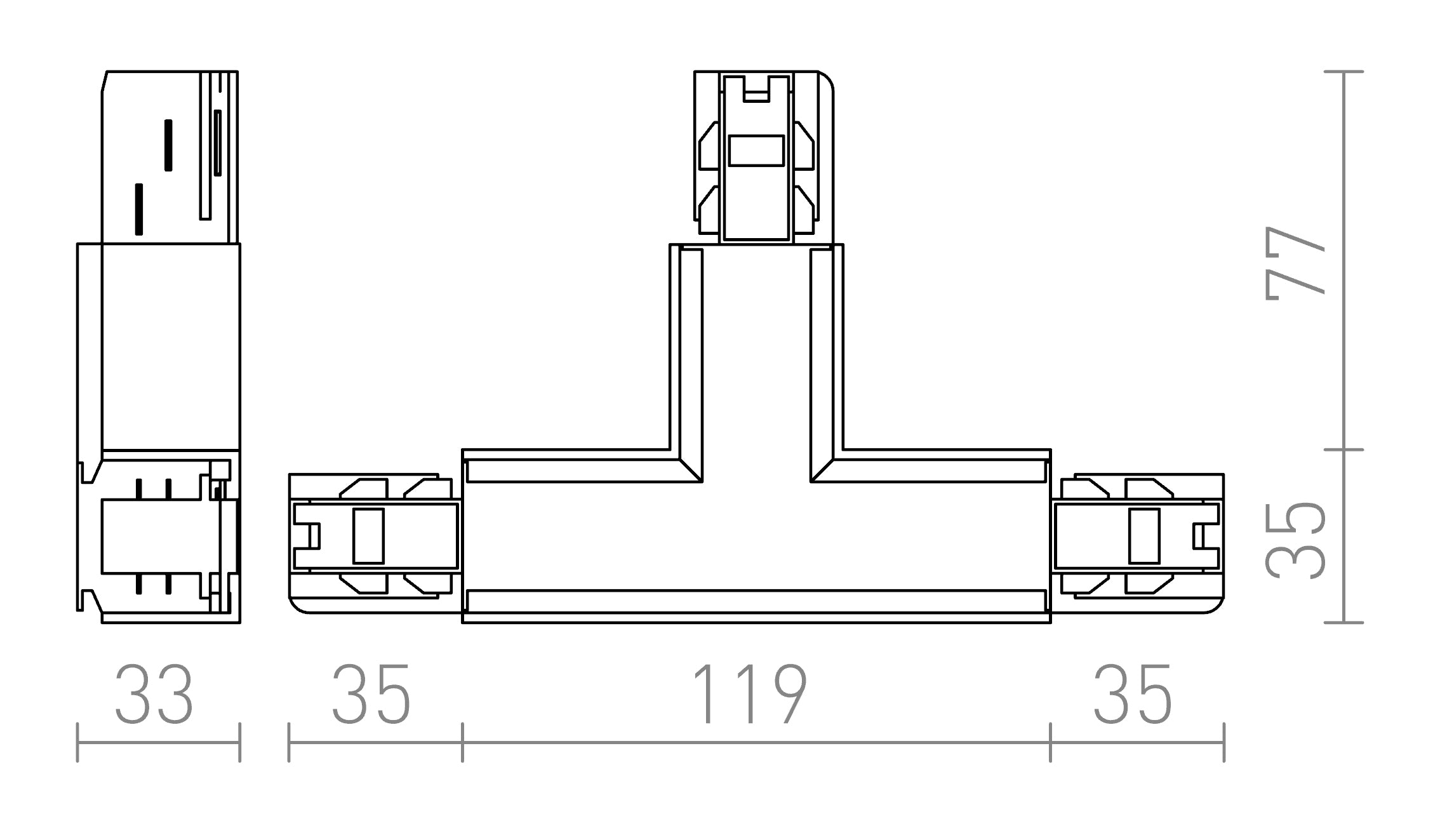 EUTRAC T liitin polariteetti vasen lamppu - Product sketch