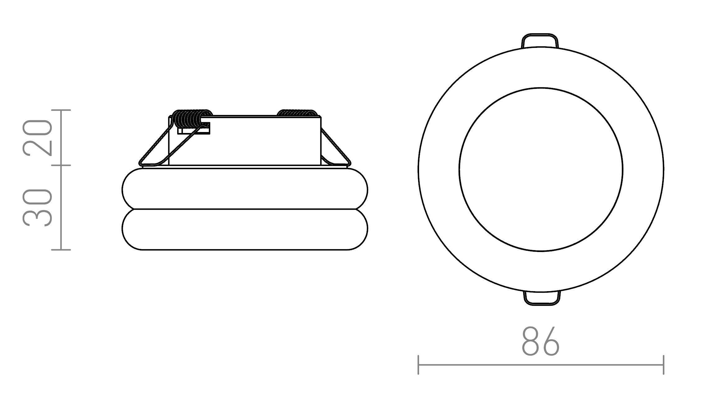 OSONA S pyöreä upotettu lamppu - Product sketch