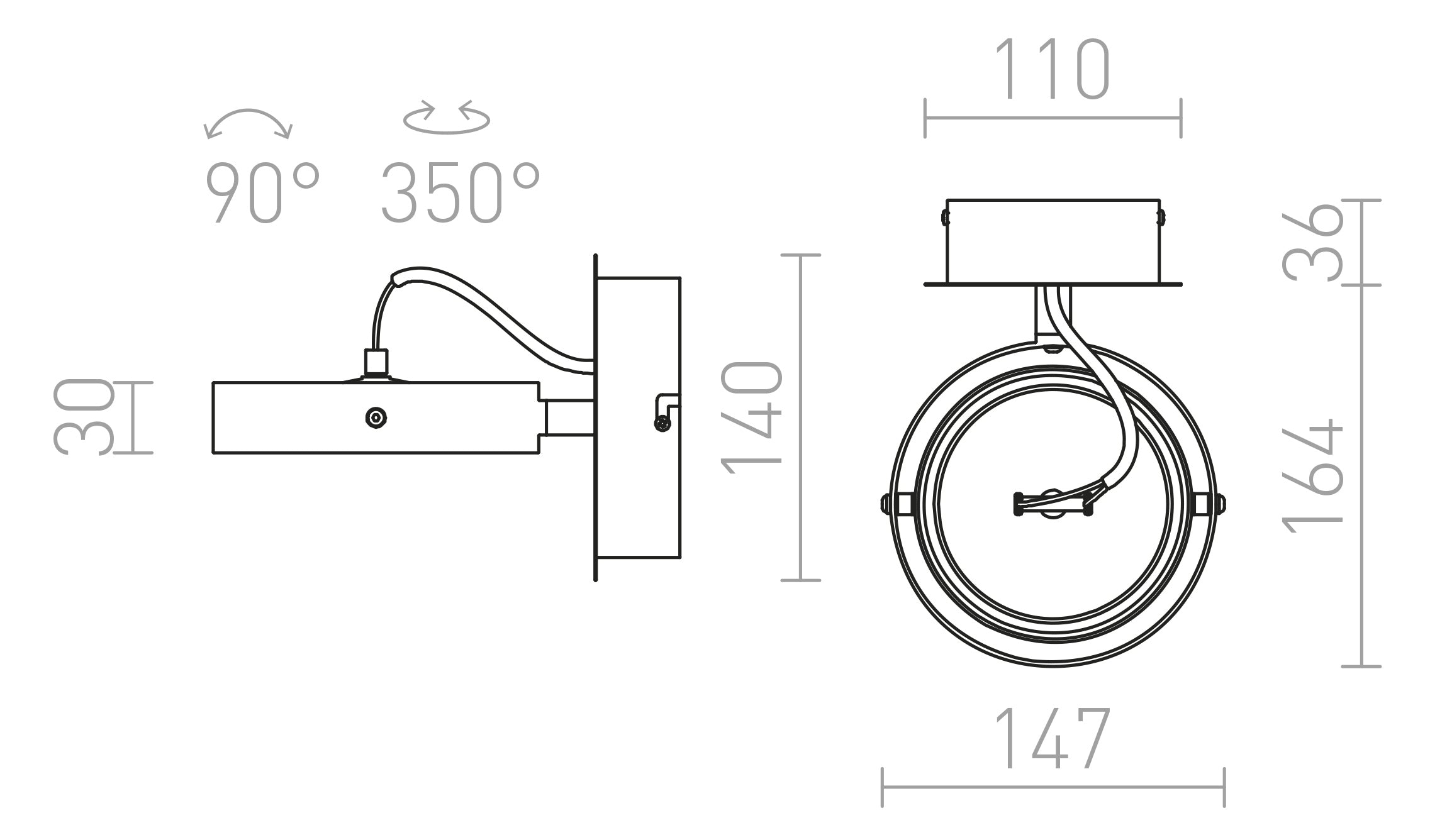 CASSIE seinä lamppu - Product sketch