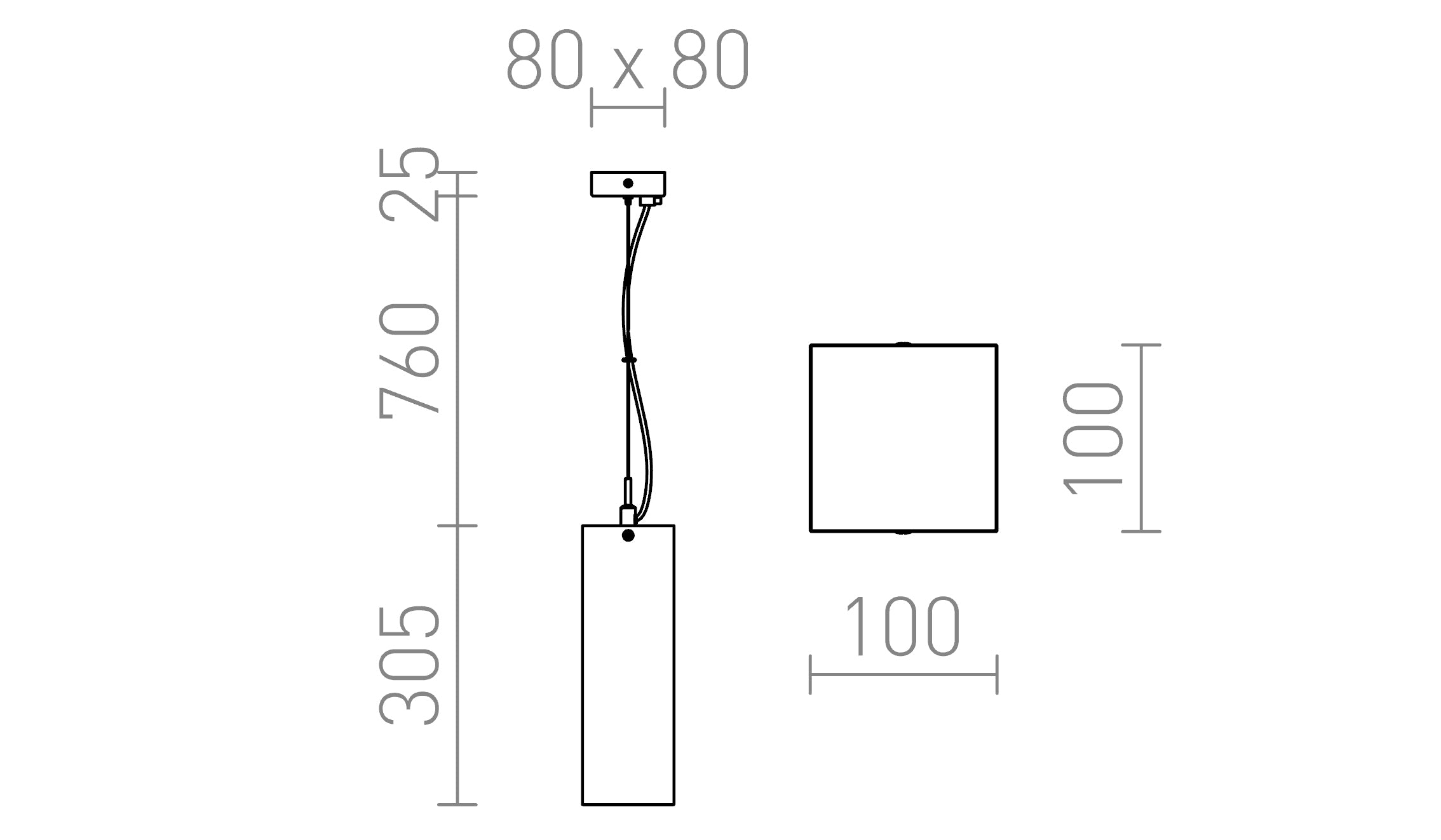 LUCIA 30x10 riippuvalaisin lamppu - Product sketch