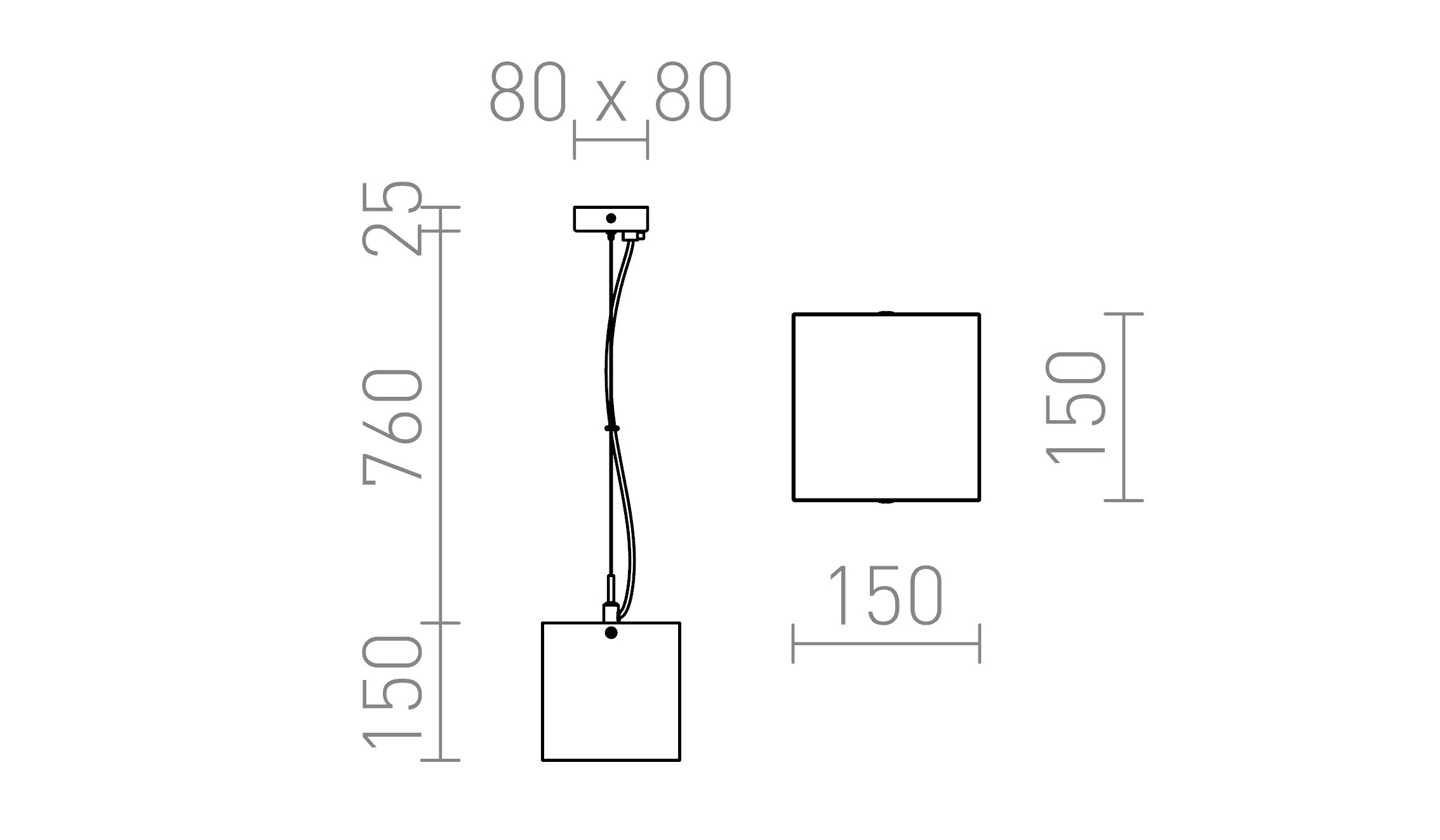 LUCIA 15x15 pendant lamp - Product sketch