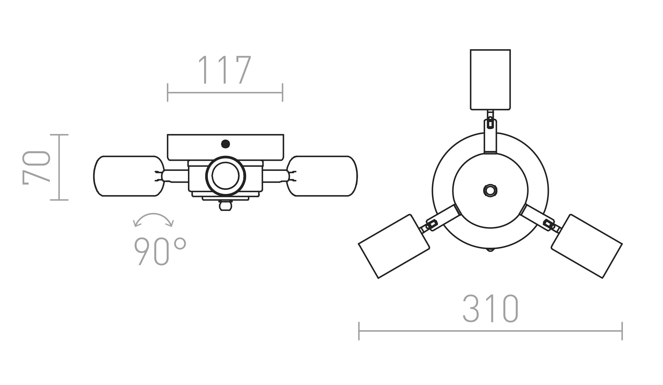 POSTE kattokanta lamppu - Product sketch