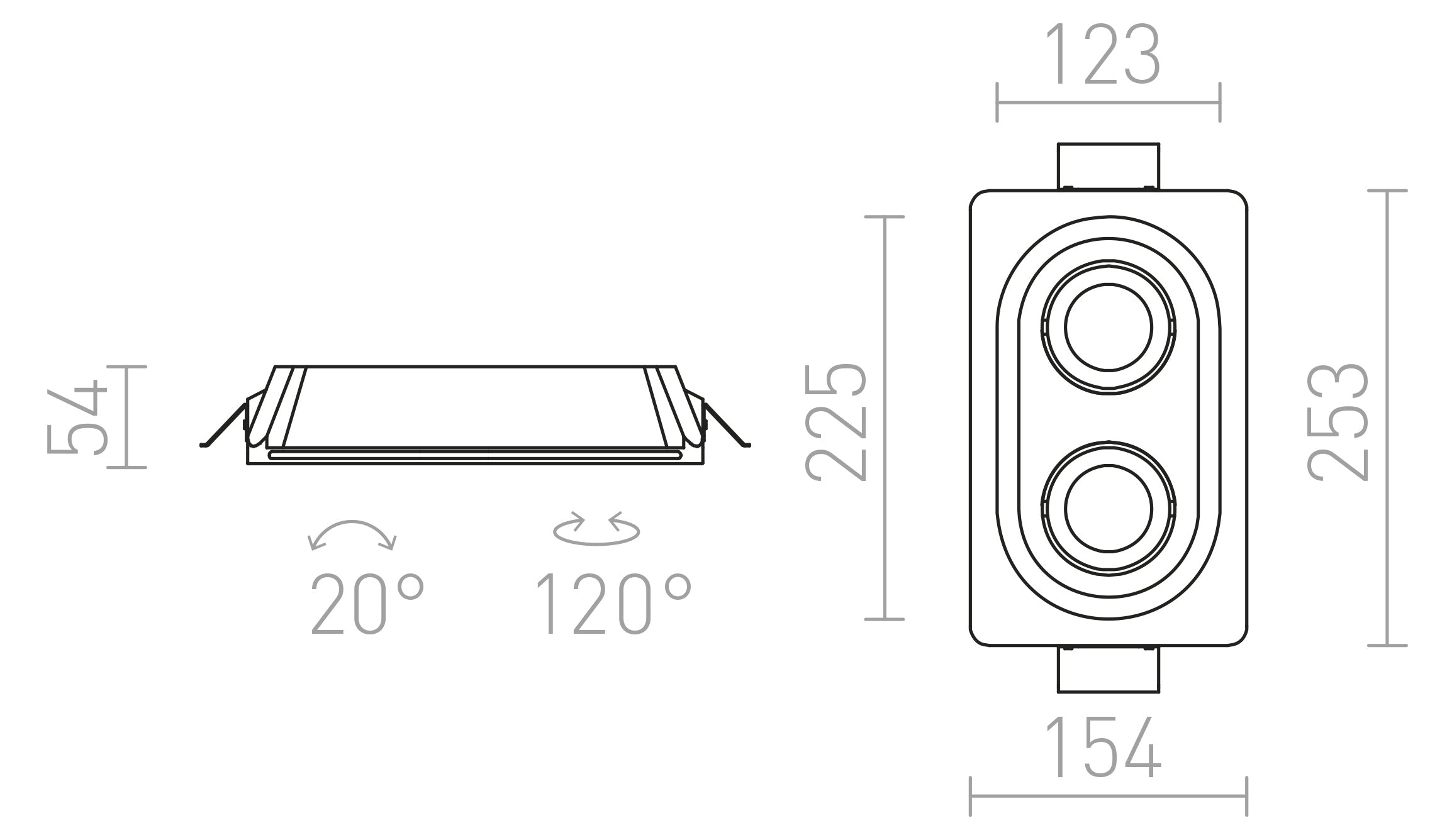DINGO GU10 II inclinable lámpara - Product sketch