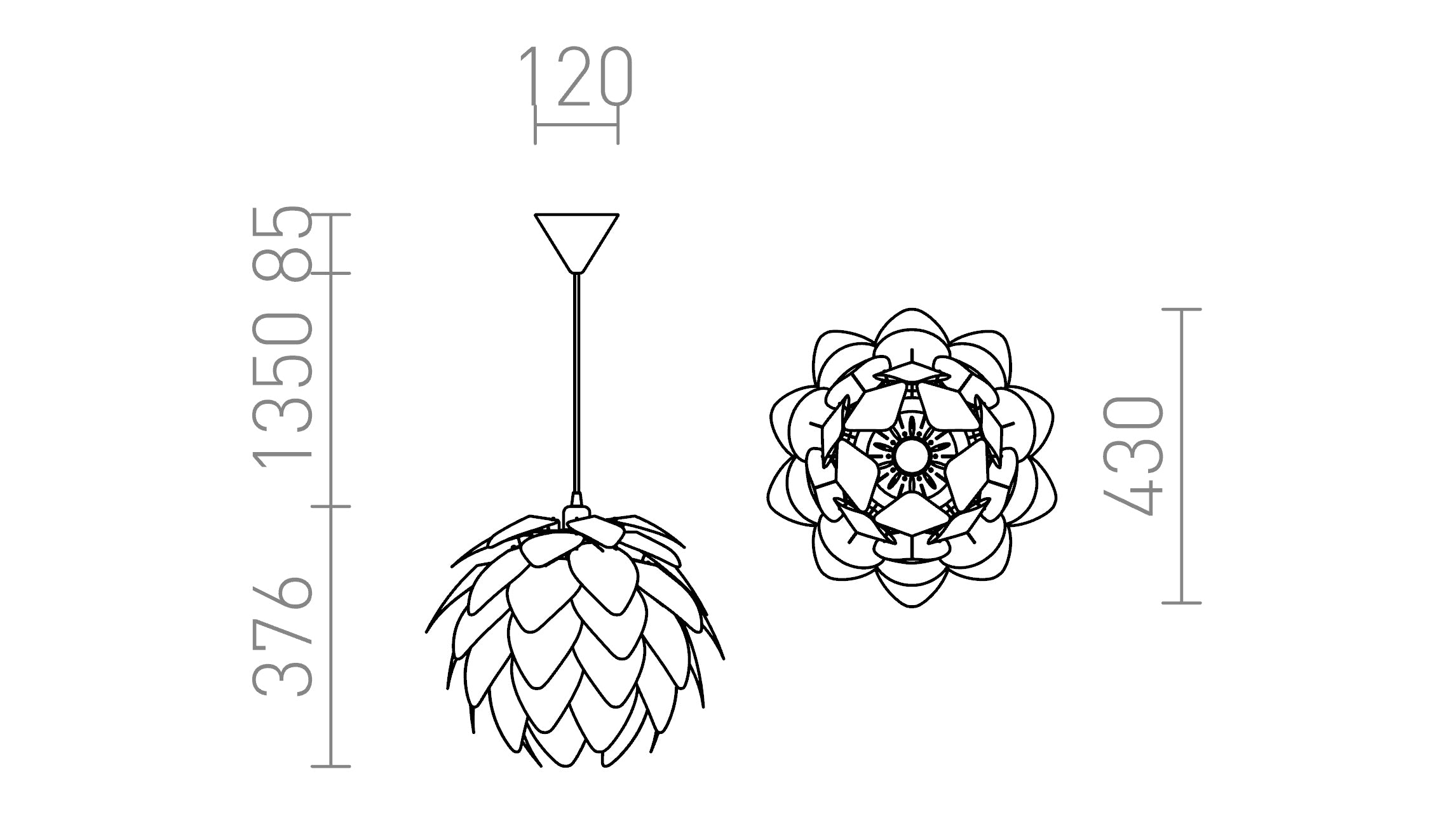 ENCOMBRE wisząca lampa - Product sketch