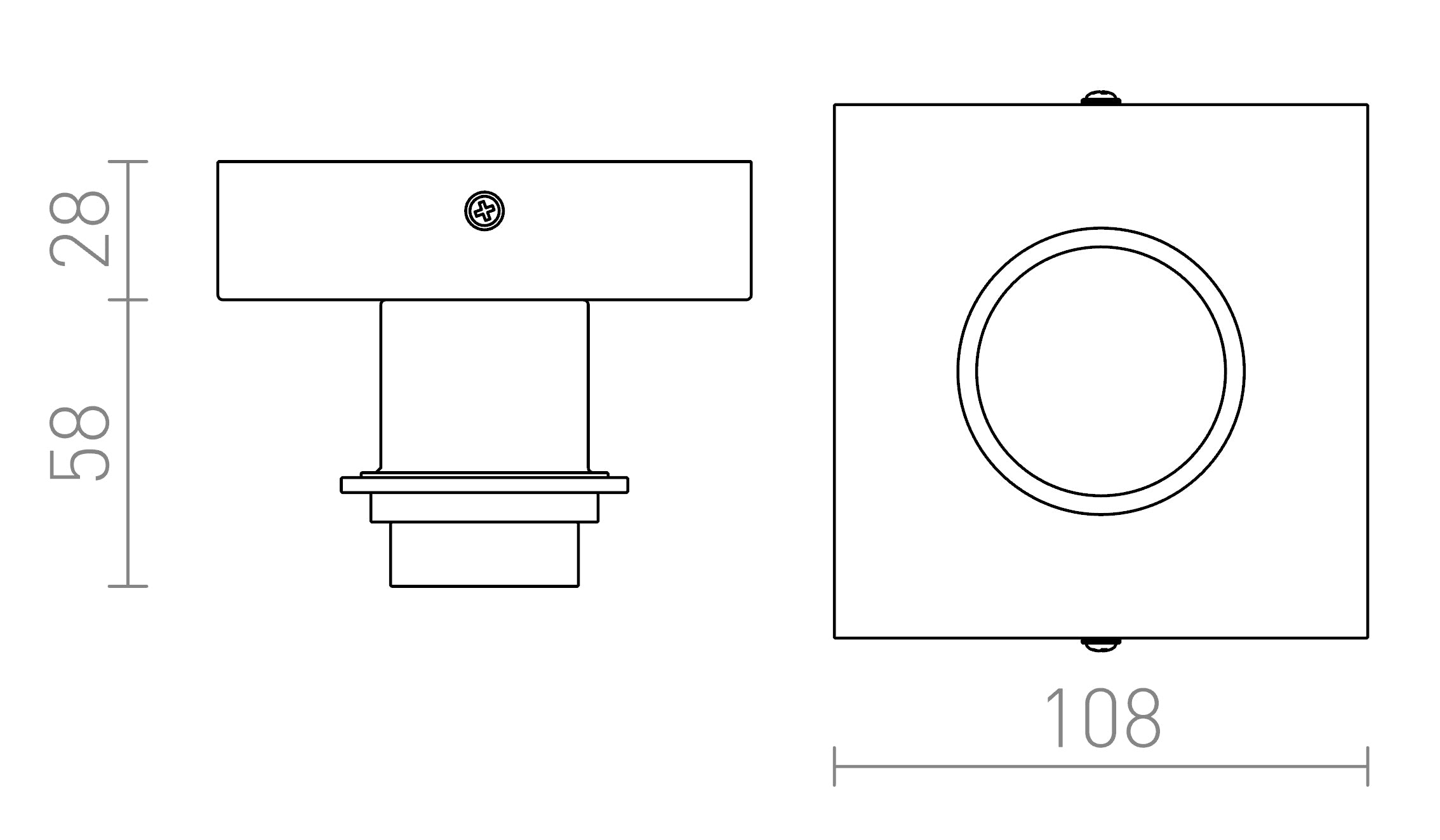 SOLO SQ kattokanta lamppu - Product sketch