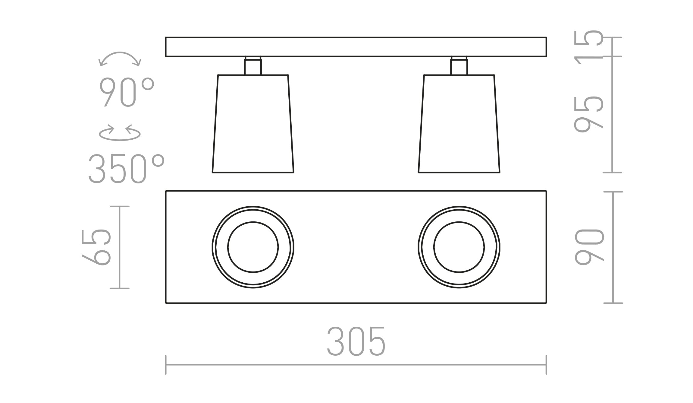 KENNY II pinta-asennettava lamppu - Product sketch