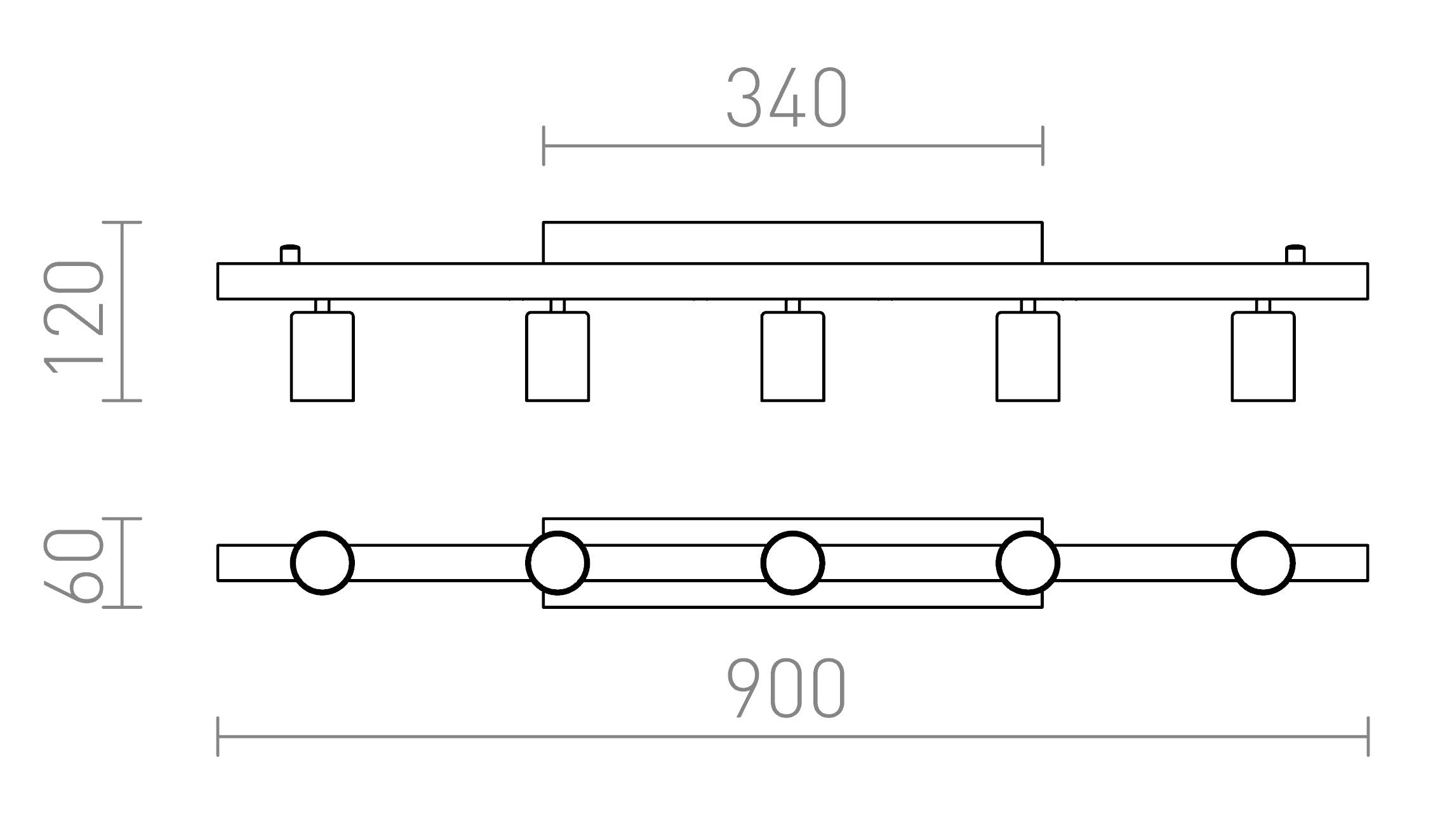 RALLONG V base de techo lámpara - Product sketch
