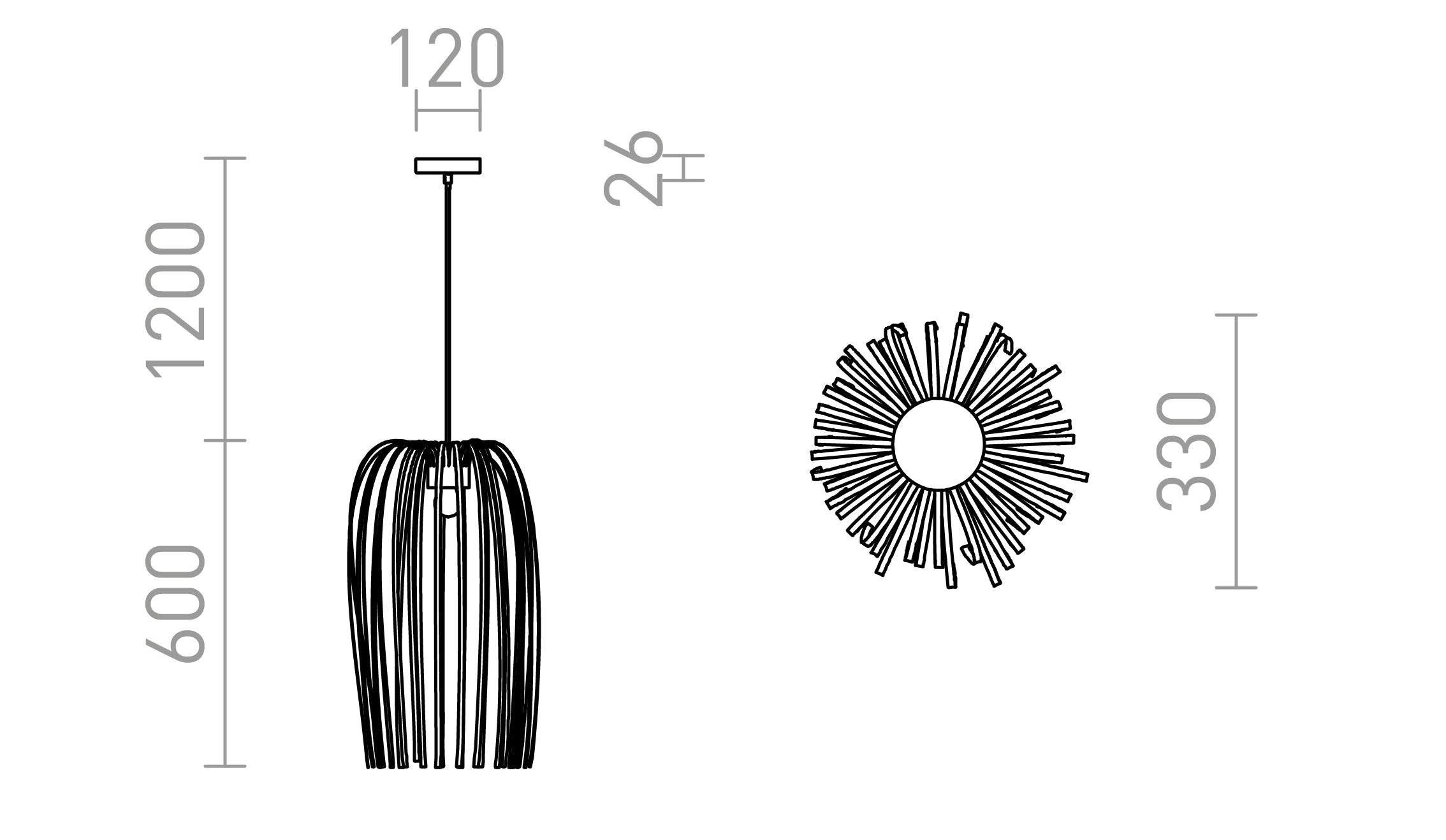 ZALA riippuvalaisin lamppu - Product sketch