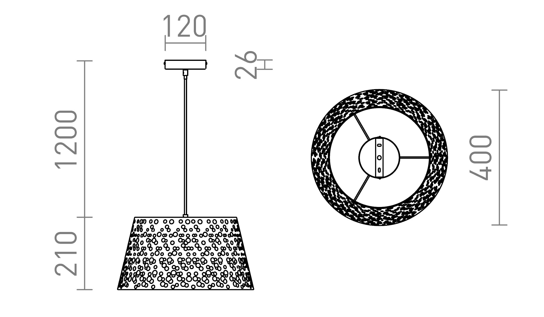 BUCKY 40 pendel lampa - Product sketch