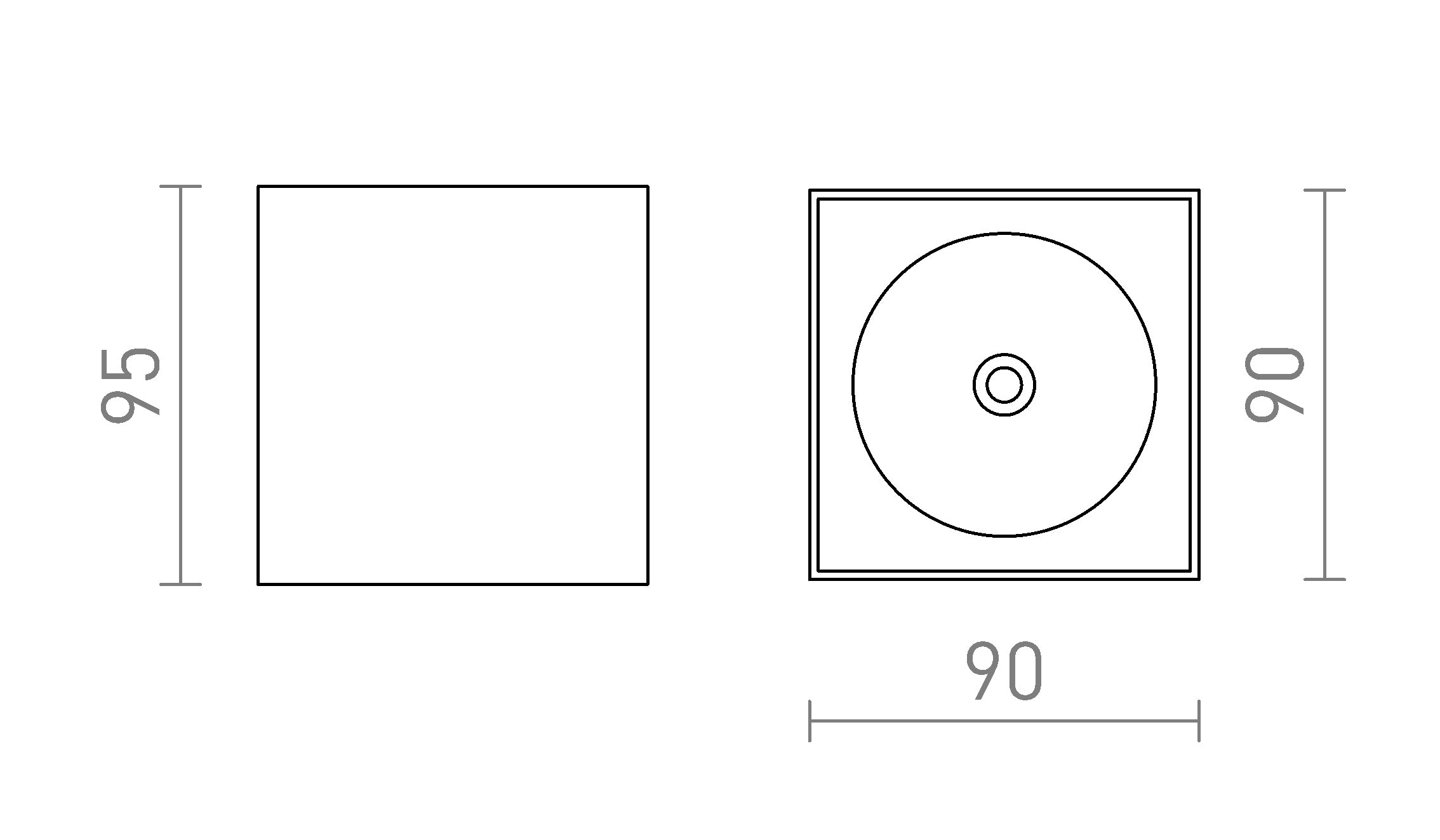 SENZA SQ Deckenleuchte lampe - Product sketch
