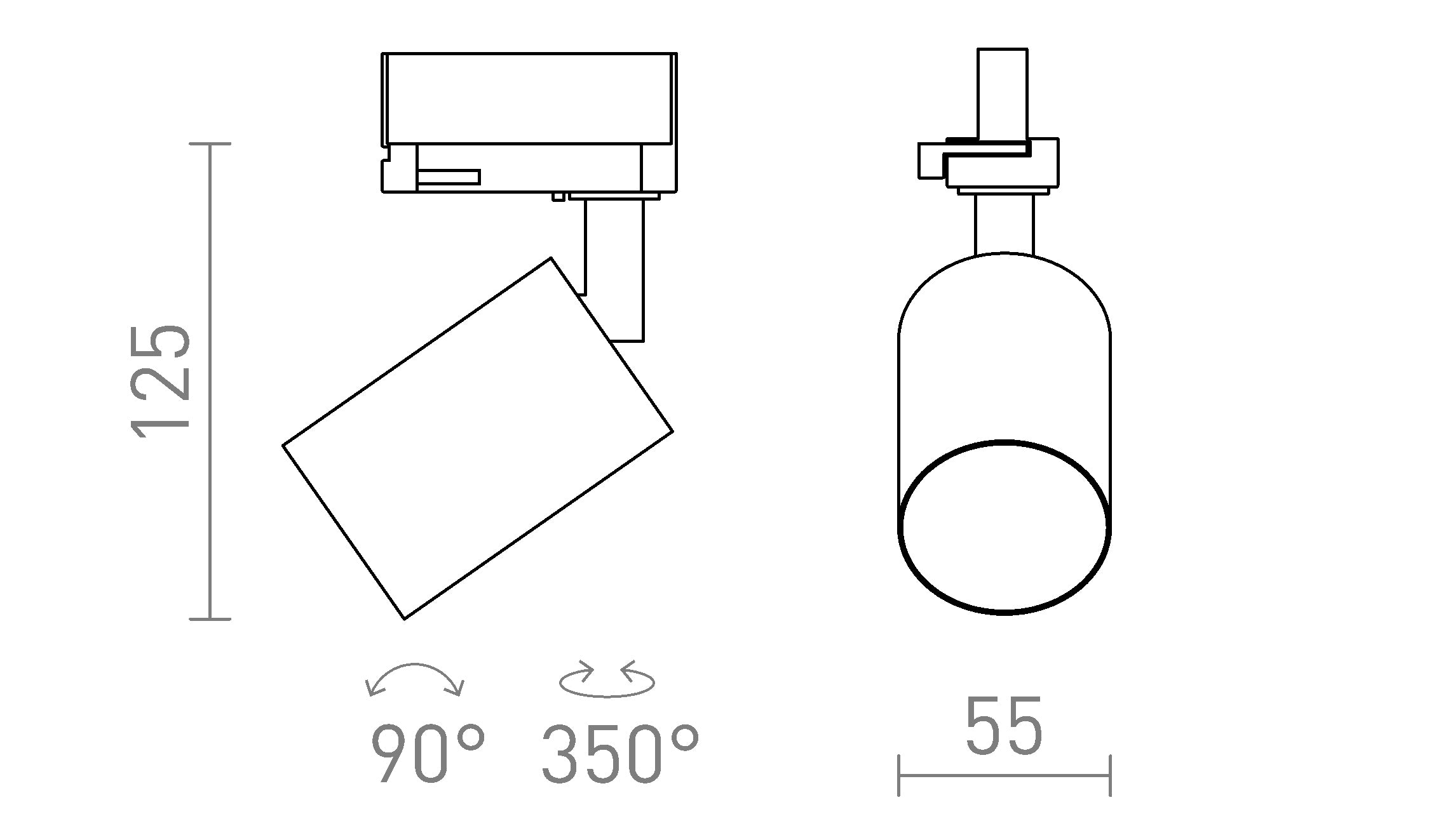 DUDE do 3-faz. szyny - Product sketch