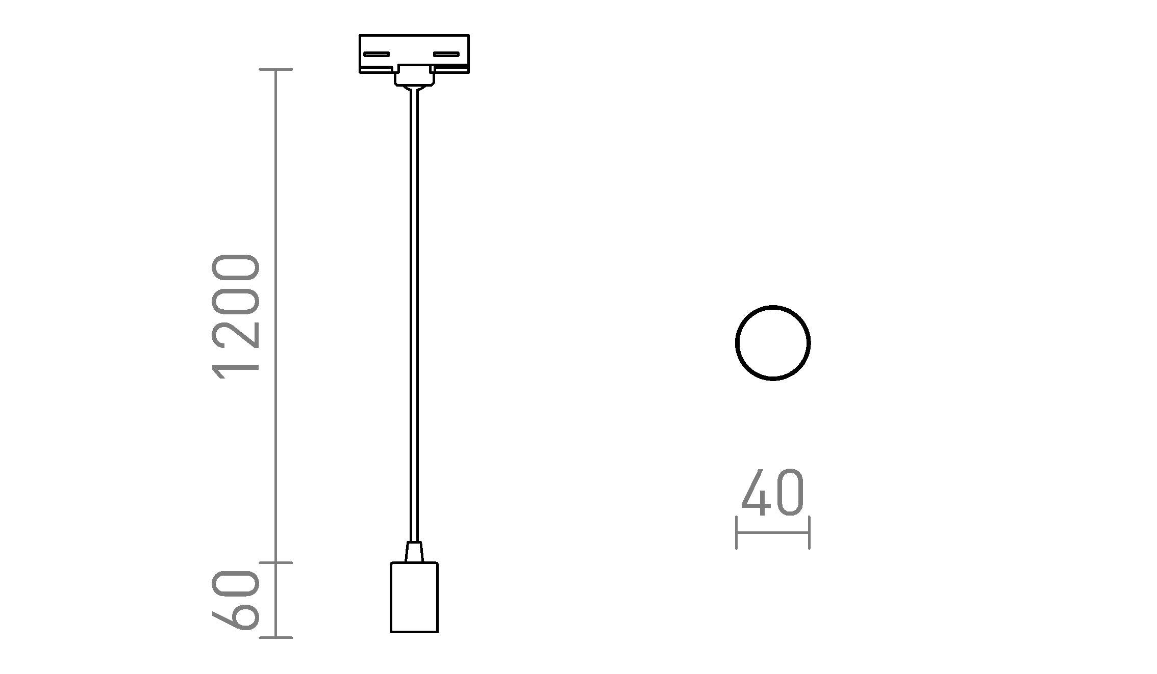 ARAQ per binario trifase a sospensione lampada - Product sketch