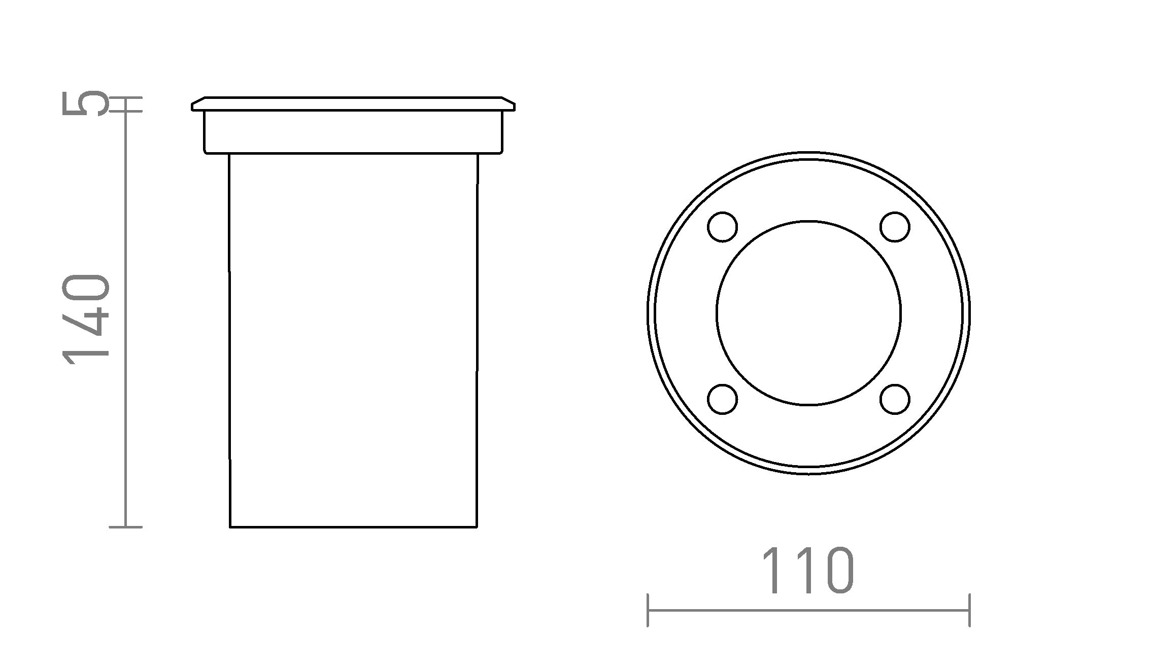 ORBU R upotettu lamppu - Product sketch