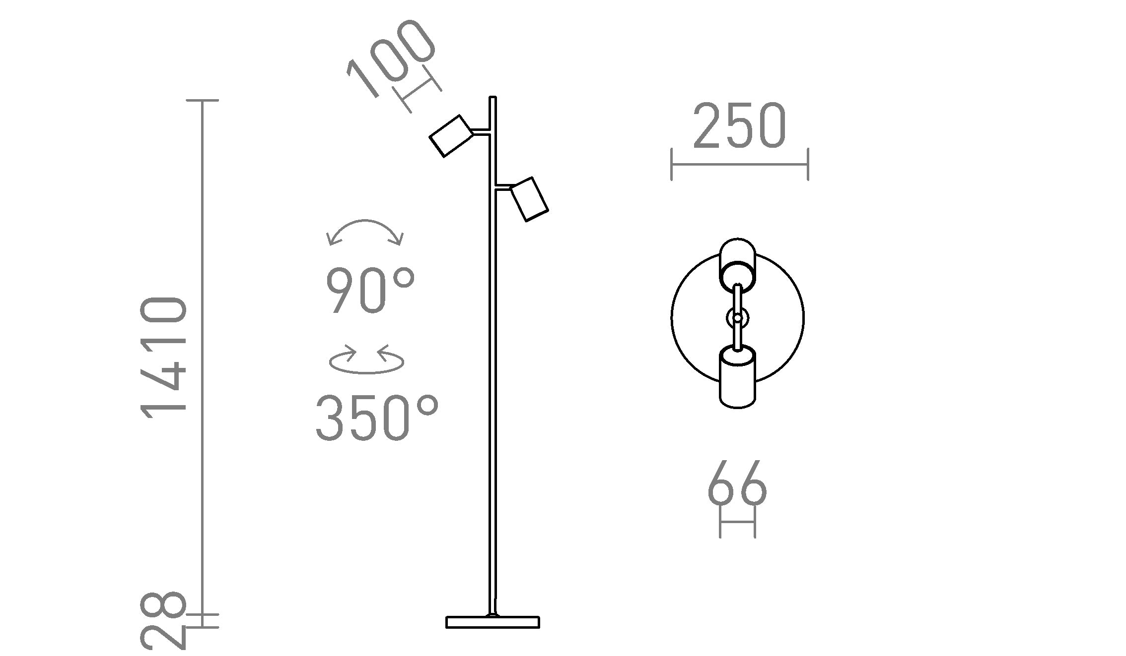 FLYNN II lampadaire lampe - Product sketch