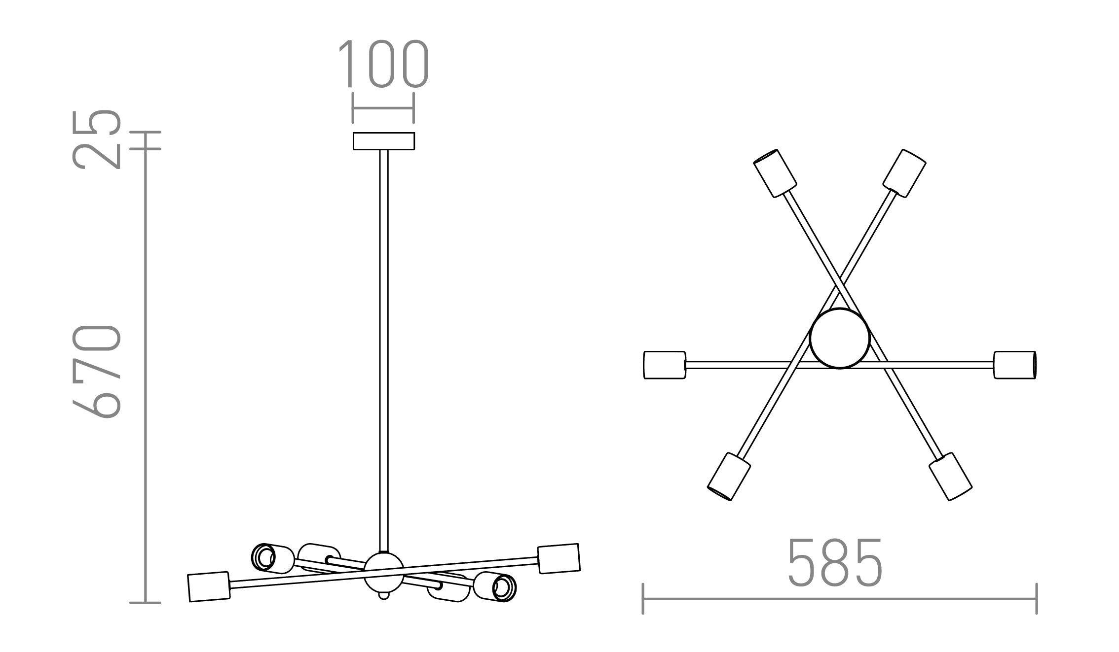 ARTEMIA 6 pylväiden varassa lamppu - Product sketch