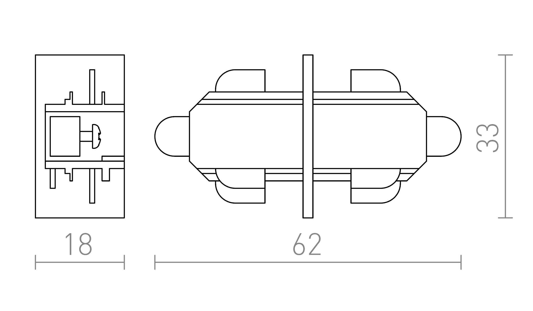 SUORA LIITIN 1-VAIHEKISKOILLE - Product sketch