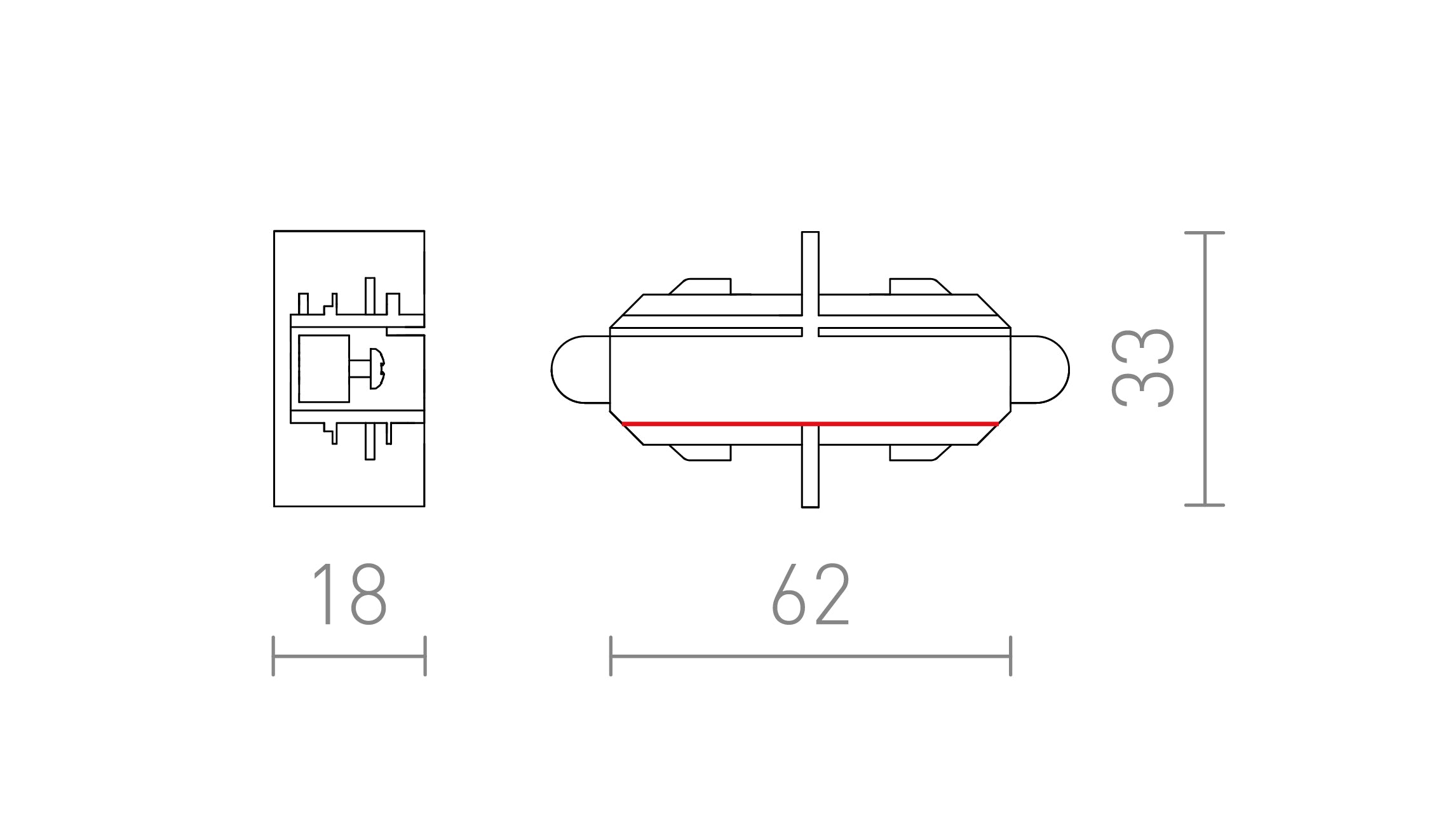 SUORA LIITIN 1-VAIHEKISKOILLE - Product sketch