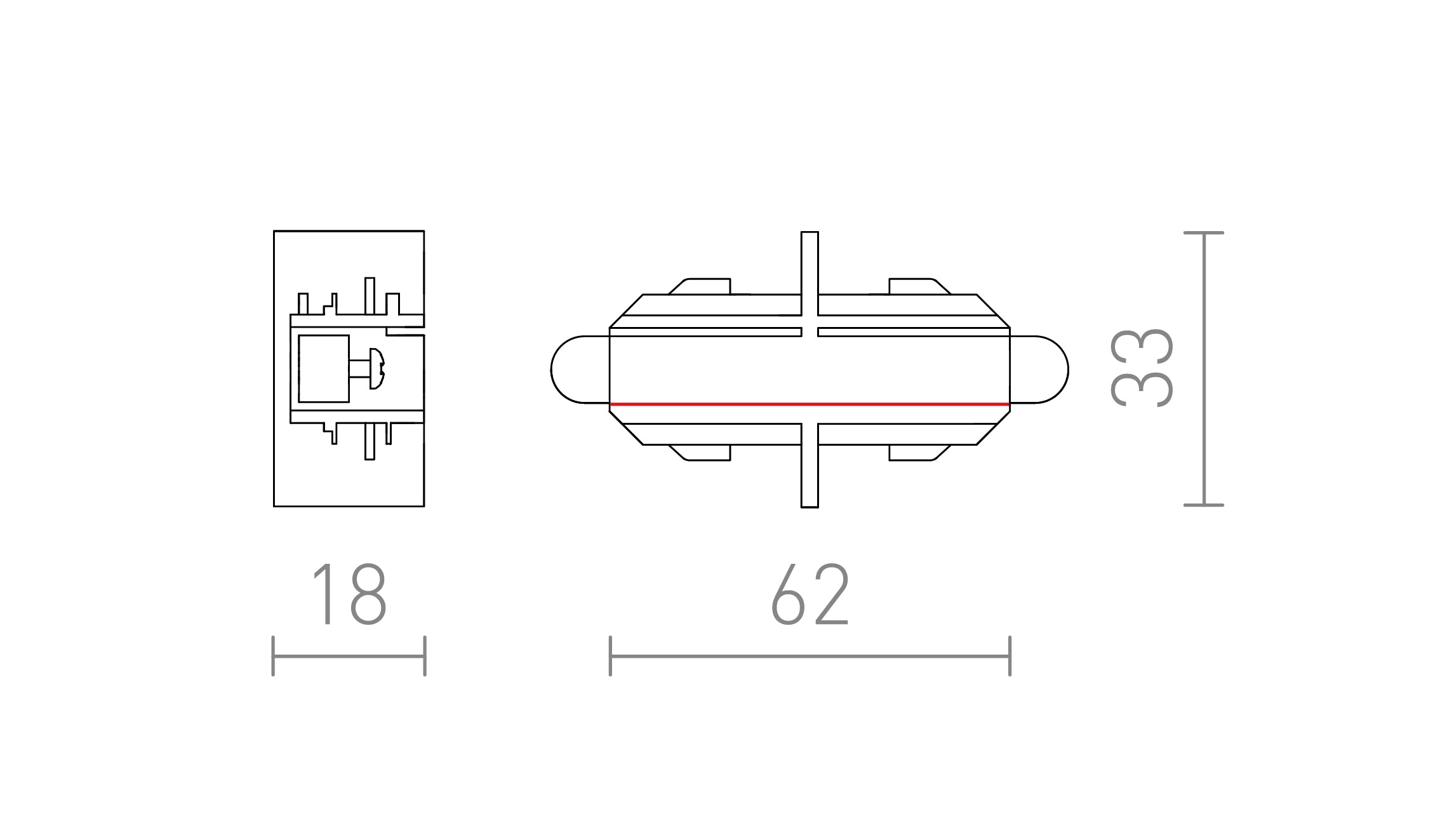 SUORA LIITIN 1-VAIHEKISKOILLE - Product sketch