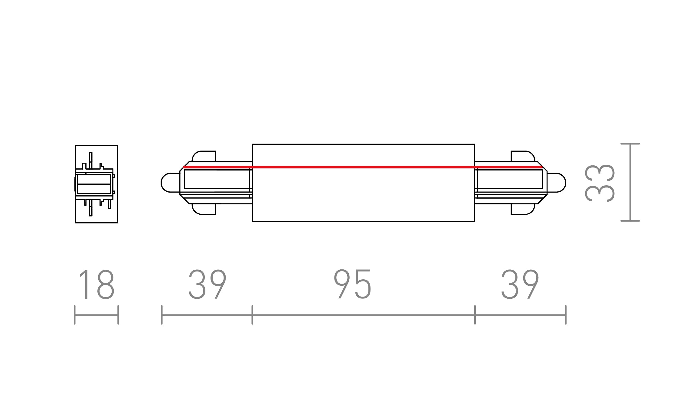 SUORA LIITIN SYÖTÖLLÄ 1-VAIHE KISKOLLE - Product sketch
