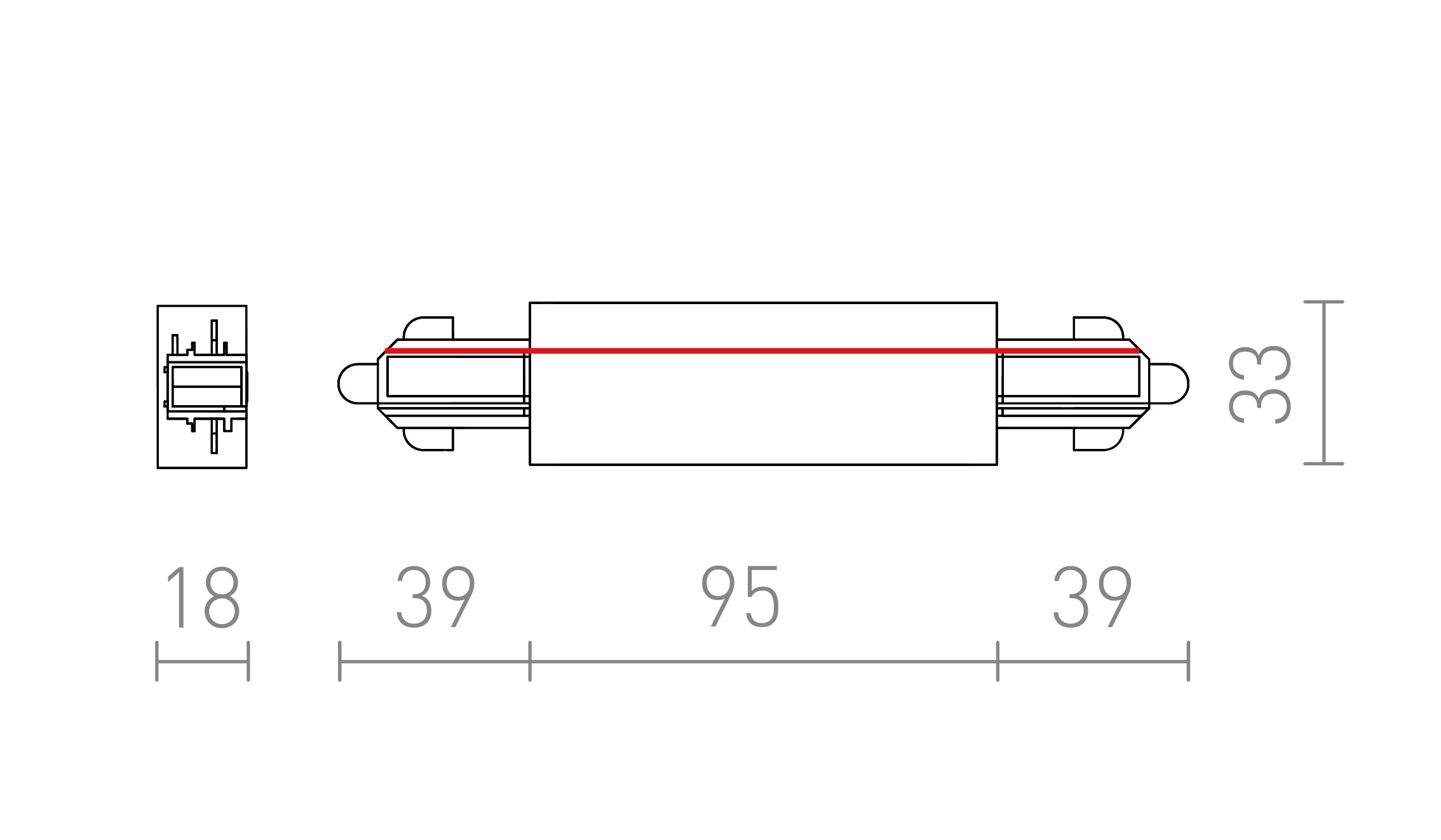 SUORA LIITIN SYÖTÖLLÄ 1-VAIHE KISKOLLE - Product sketch
