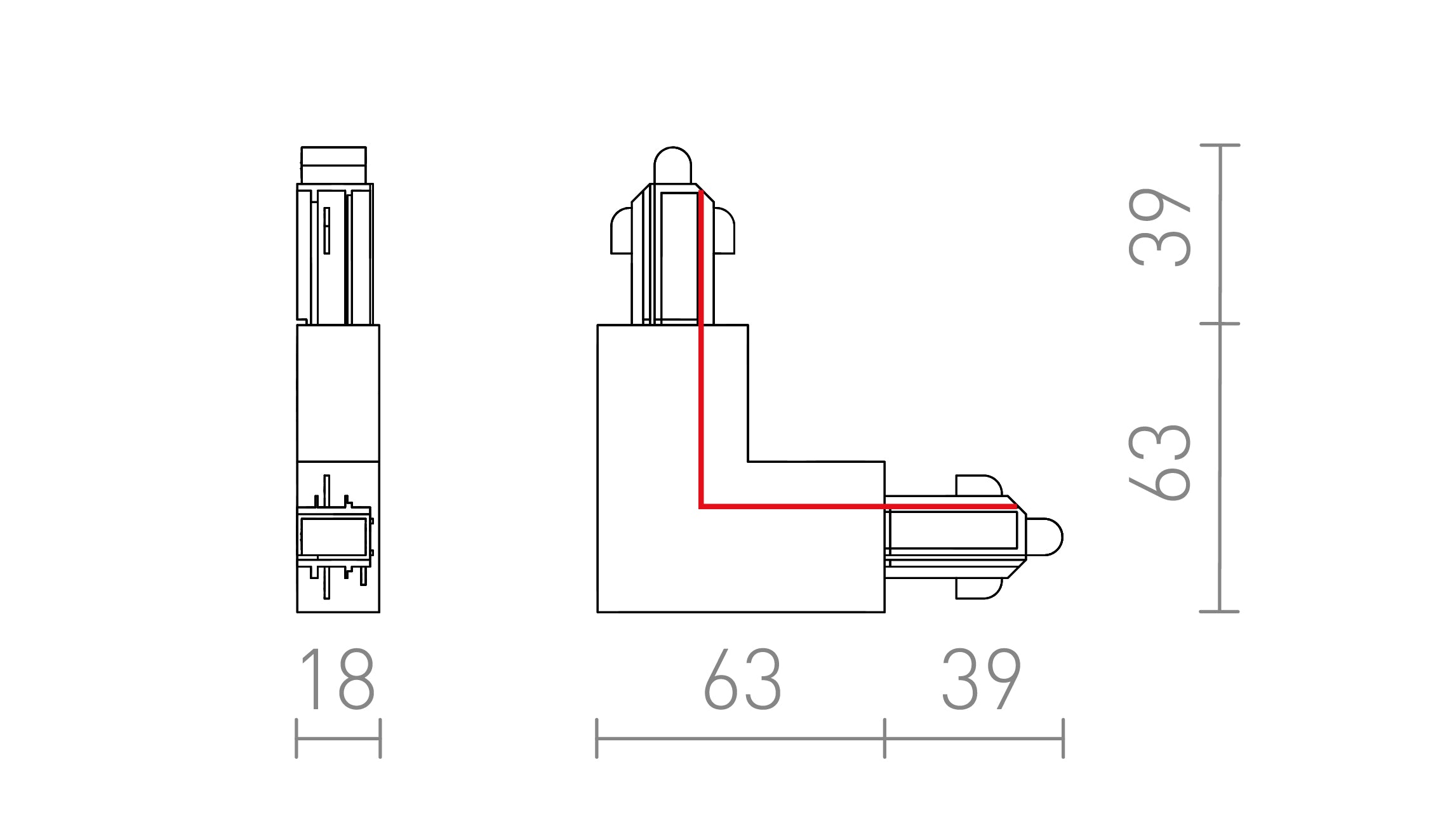 L-LIITIN 1-VAIHEKISKOLLE (ULKOINEN MAADOITUS) - Product sketch