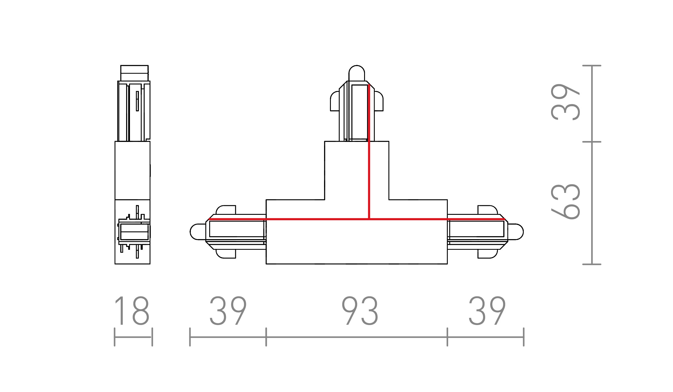 T-LIITIN 1-VAIHEKISKOLLE - Product sketch