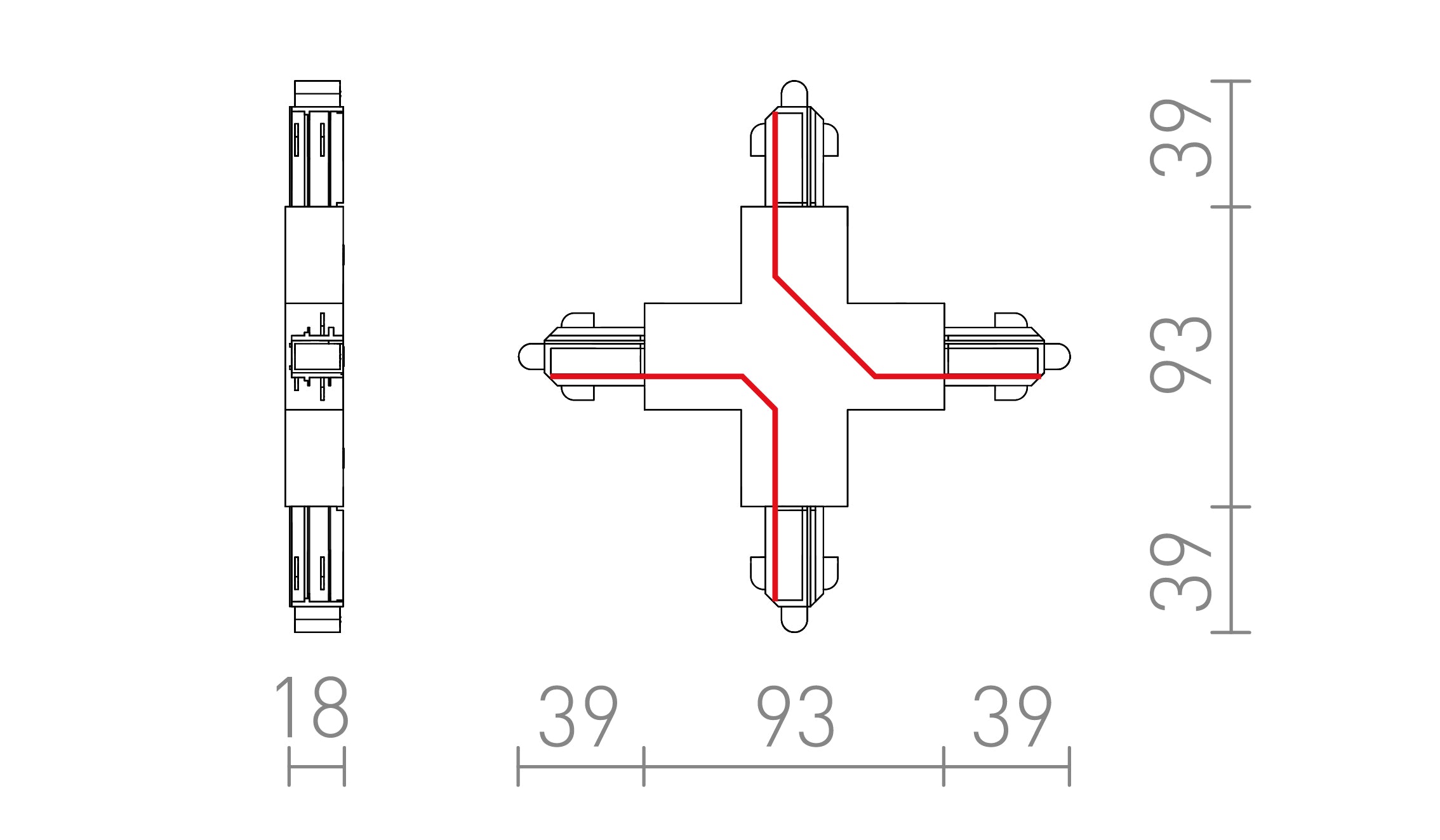 X-LIITIN 1-VAIHEKISKOLLE - Product sketch