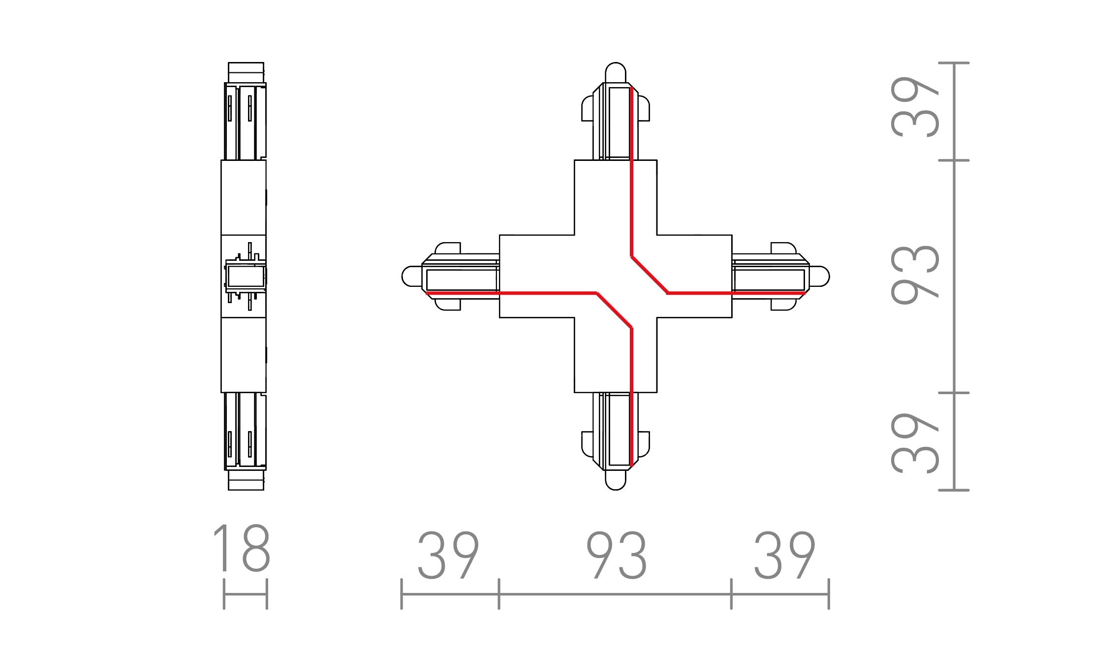 X-LIITIN 1-VAIHEKISKOLLE - Product sketch