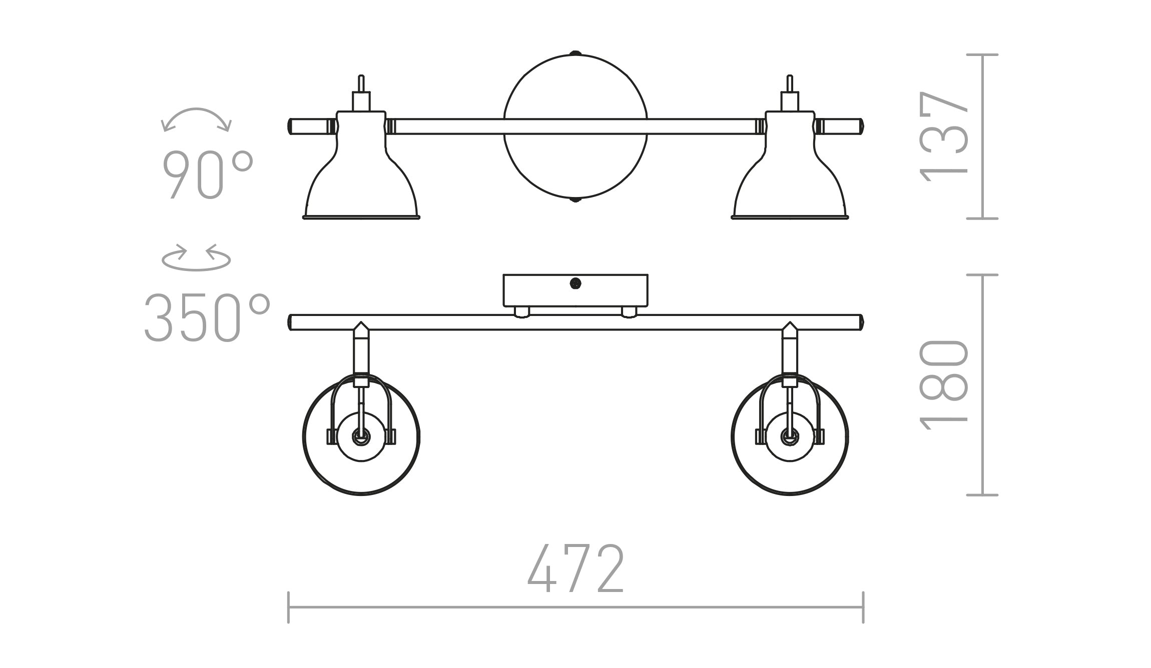 ROSITA II seinä lamppu - Product sketch