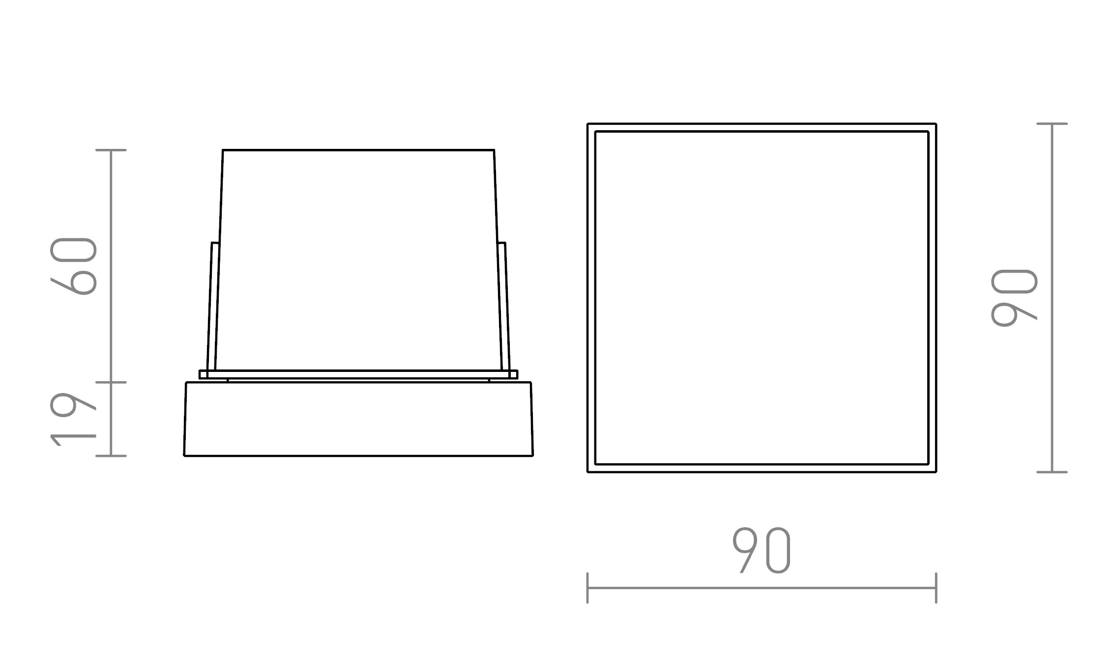 DEJAVU SQ 9 vgradna lampa - Product sketch