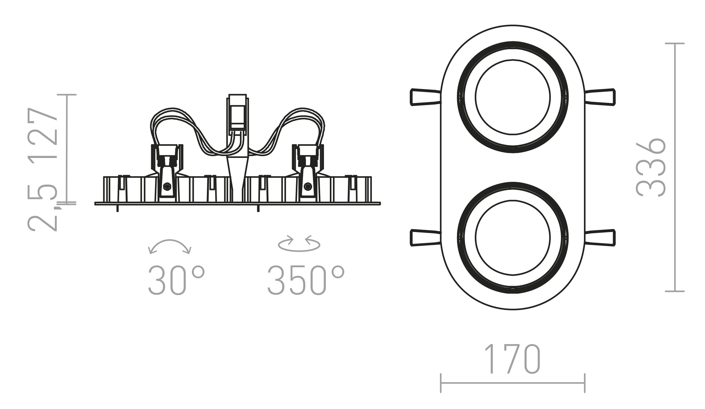 ZIZI II upotettu lamppu - Product sketch