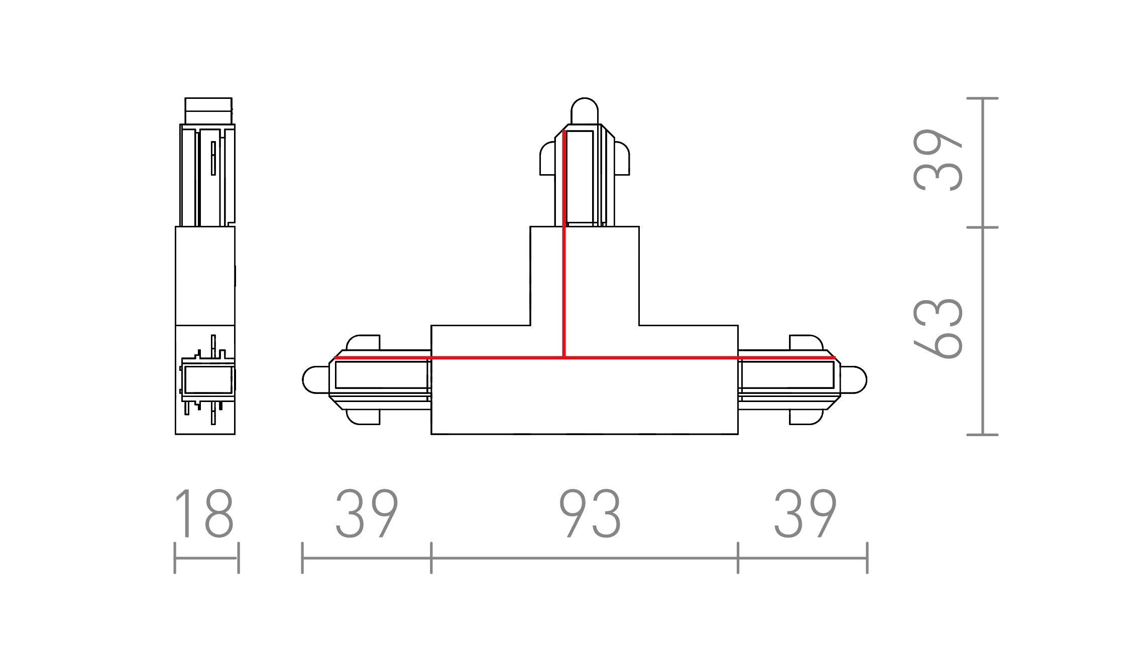 T-LIITIN 1-VAIHEKISKOON, MAADOITUS OIKEA - Product sketch