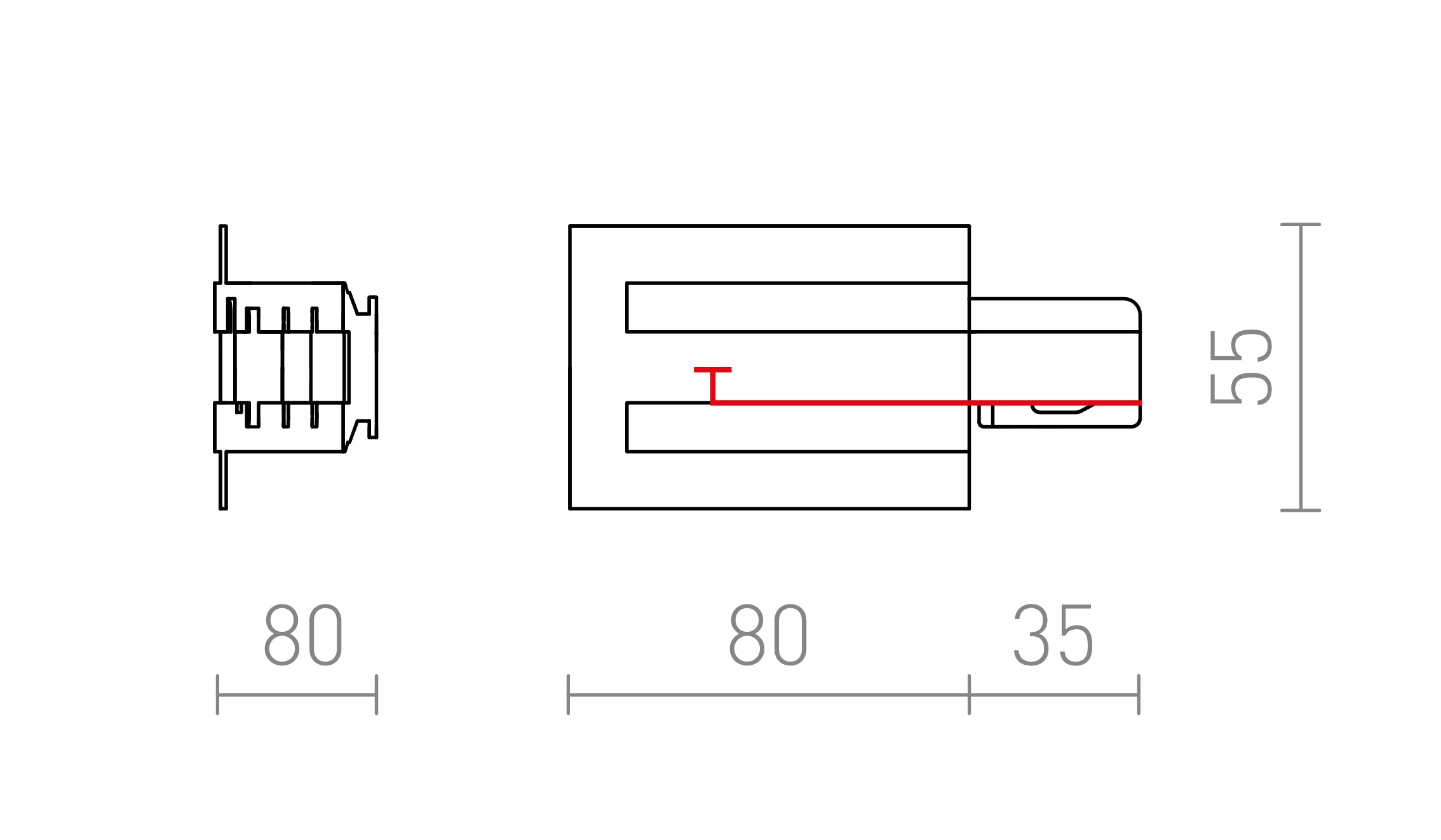 EUTRAC SYÖTTÖPALA UPOTETTUUN KISKOON (MAADOITUS VASEN) - Product sketch