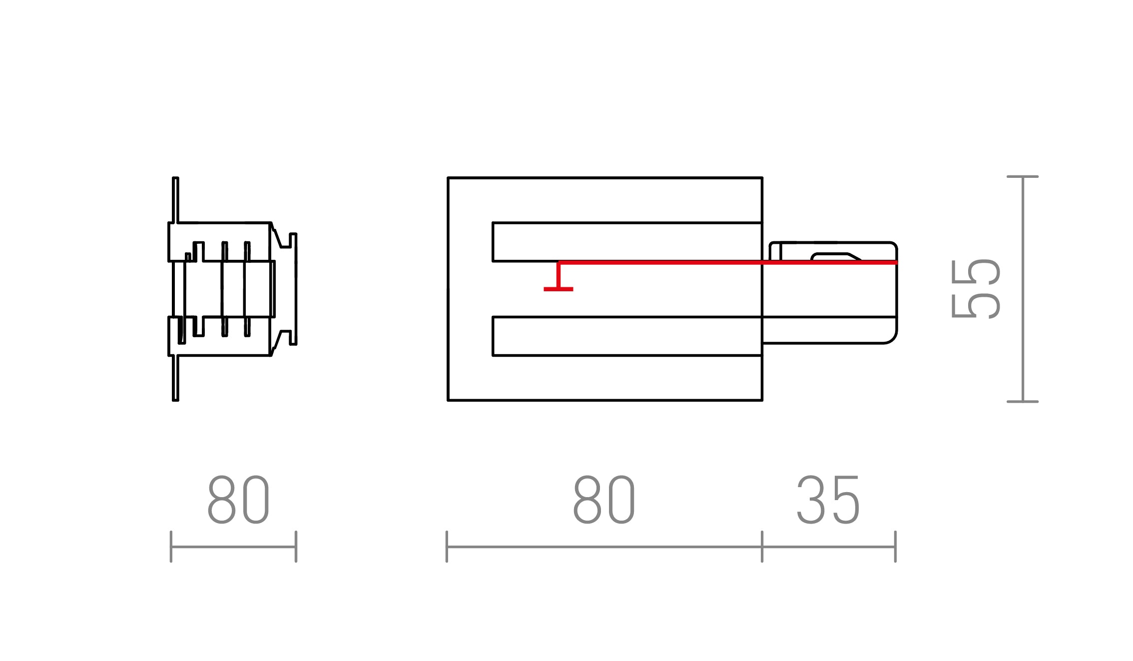 EUTRAC SYÖTTÖPALA UPOTETTUUN KISKOON (MAADOITUS OIKEA) - Product sketch