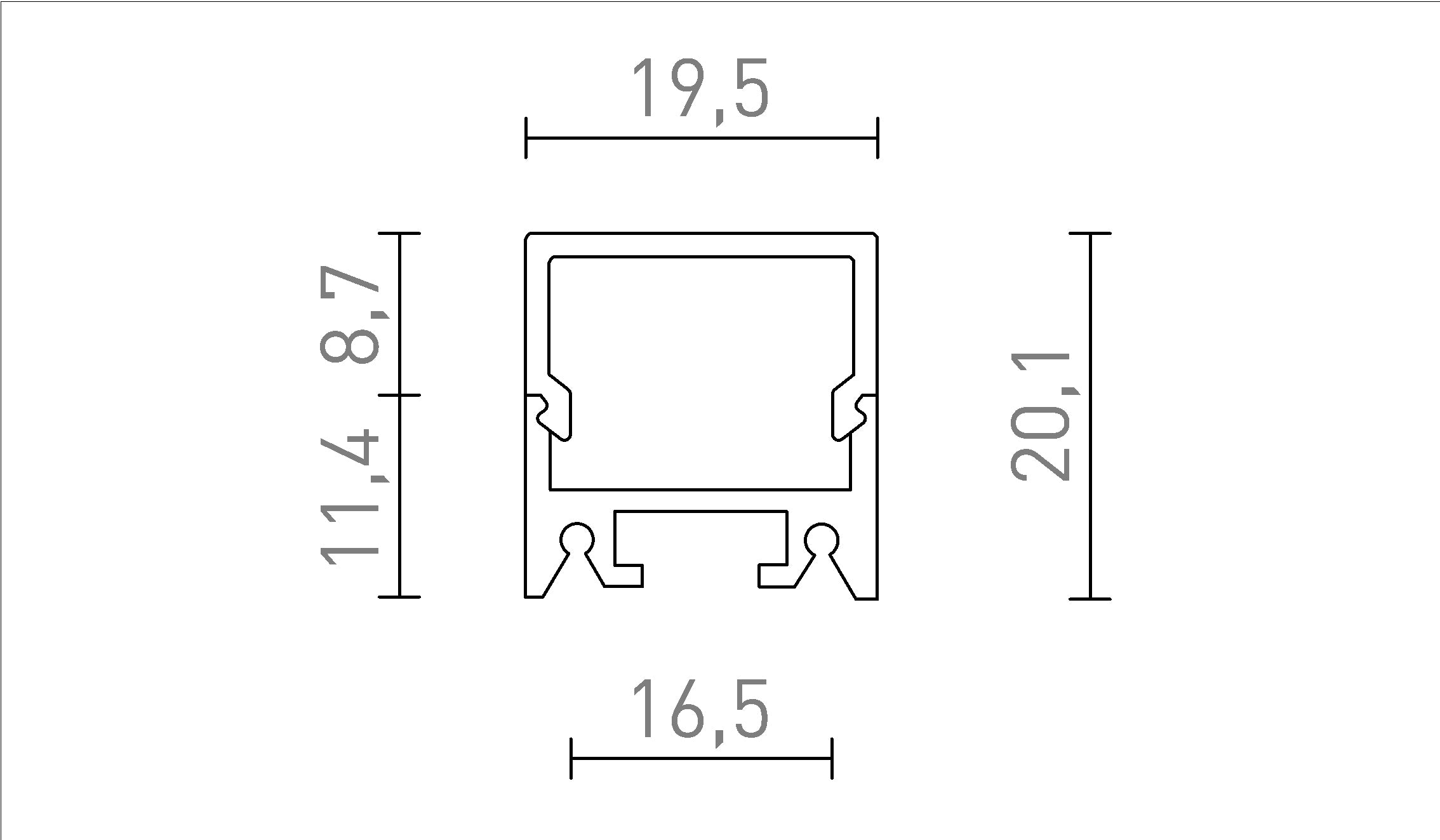 LED PROFIILI D PINTA-ASENNETTU - Product sketch