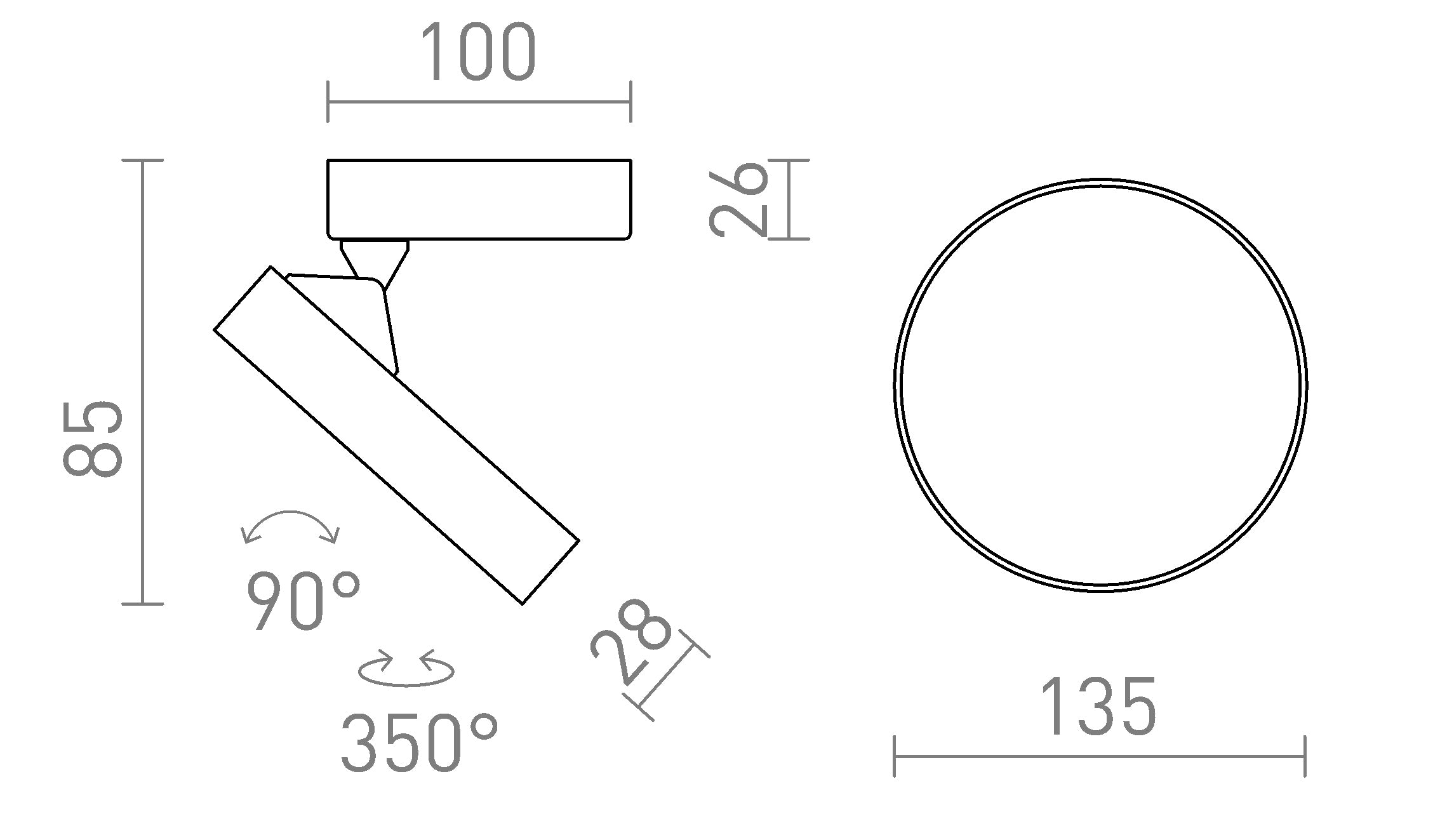 ARETHA  natynkowa lampa - Product sketch