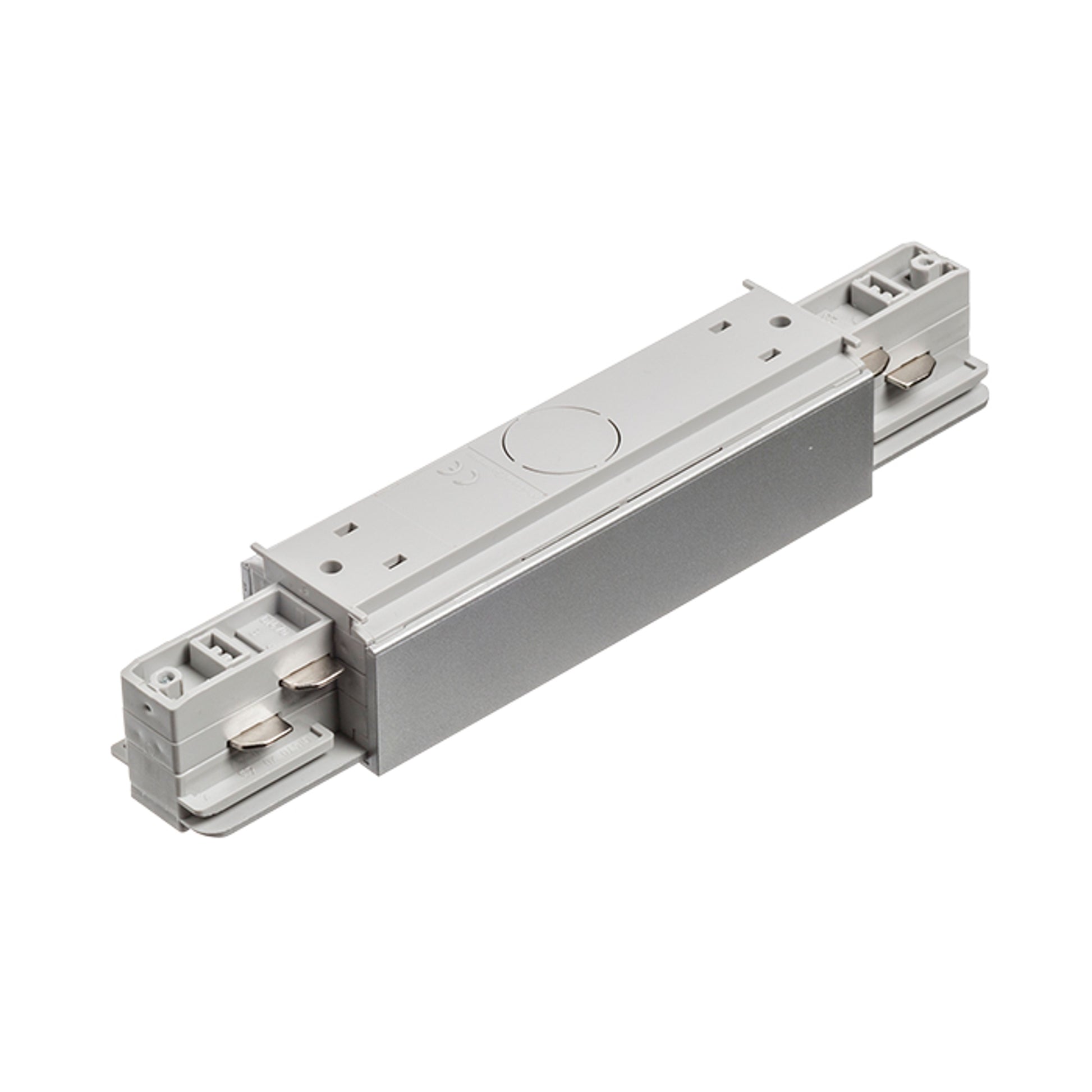 RENDL 3-circuit track system EUTRAC straight connector with feed-in silver grey  230V  R11322 3