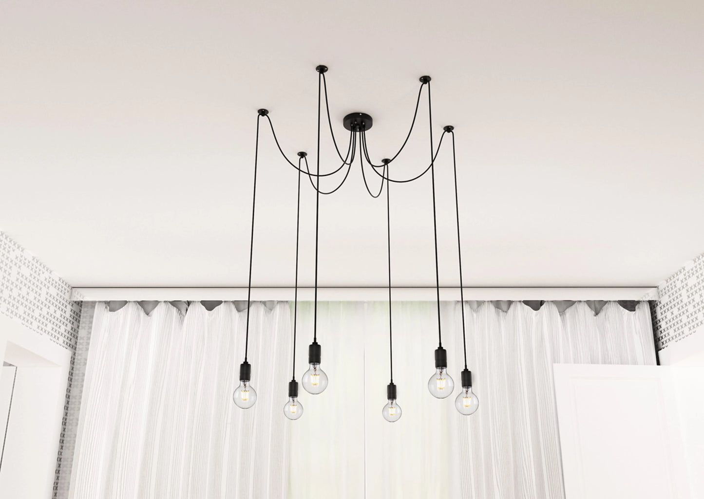 RENDL pendant lamp CINDY VI pendant black  230V LED E27 6x15W R12054 11