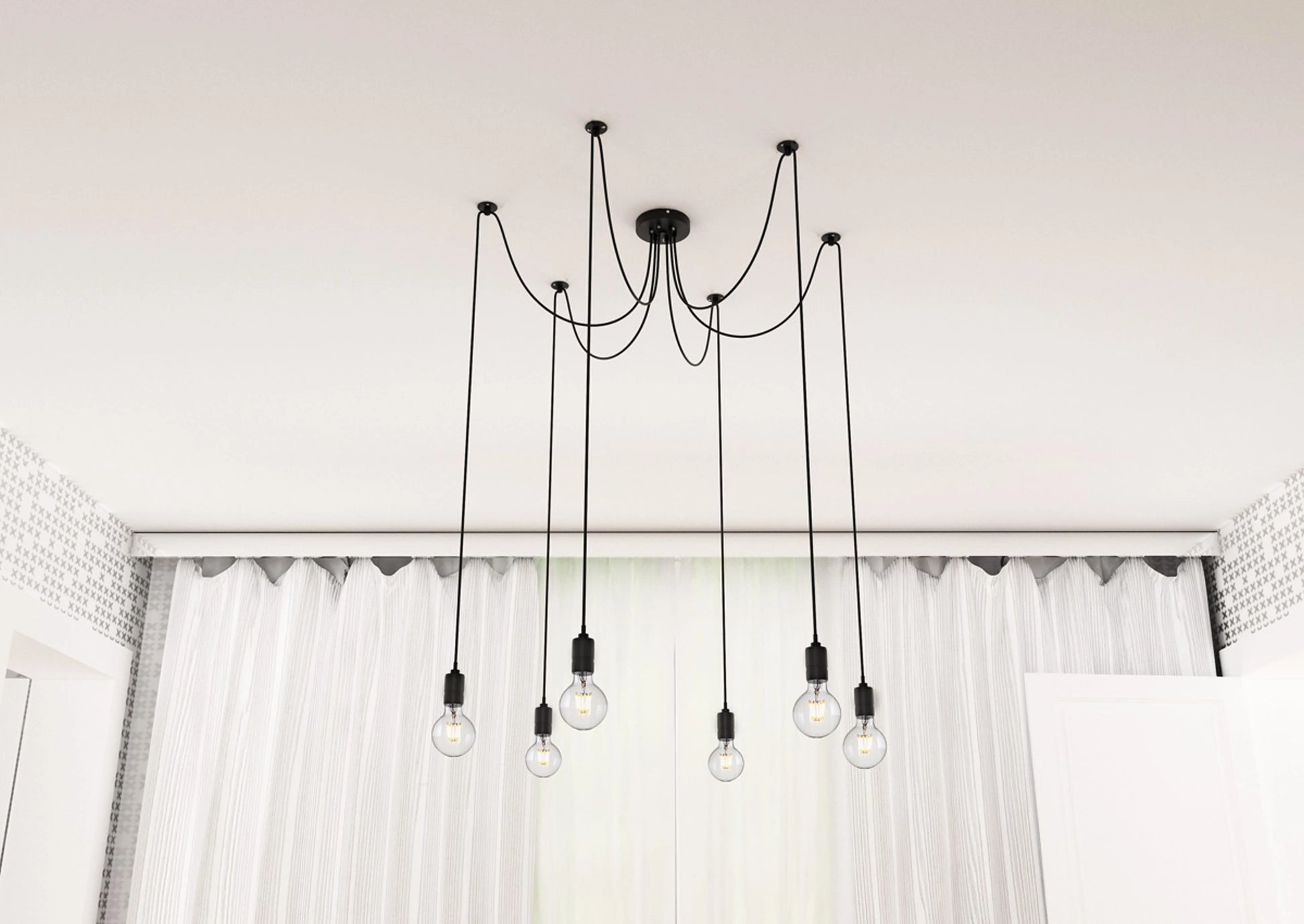 RENDL pendant lamp CINDY VI pendant black  230V LED E27 6x15W R12054 11
