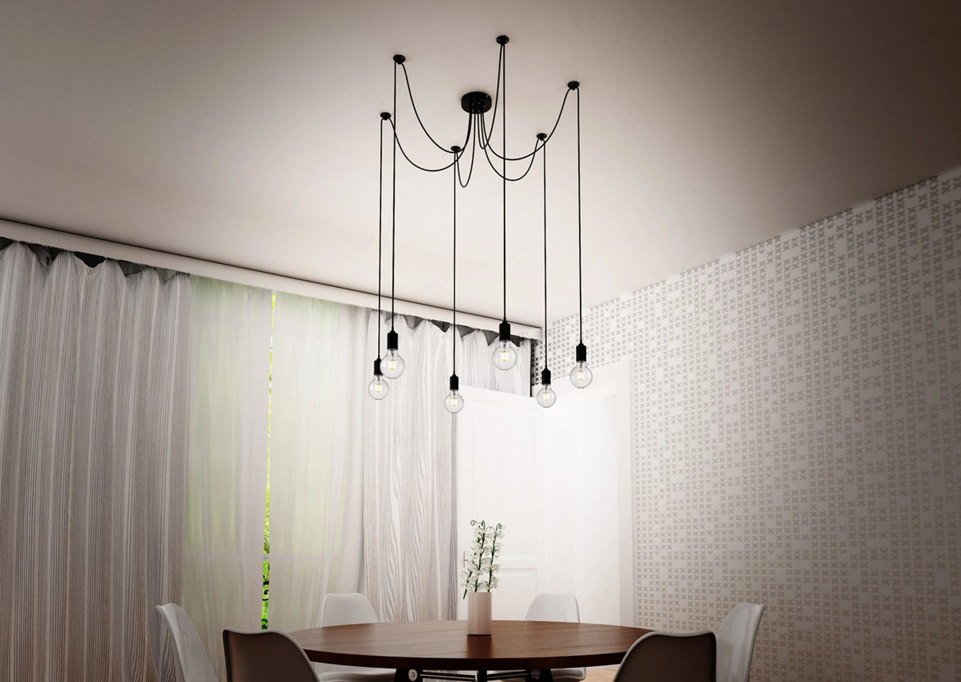 RENDL pendant lamp CINDY VI pendant black  230V LED E27 6x15W R12054 12