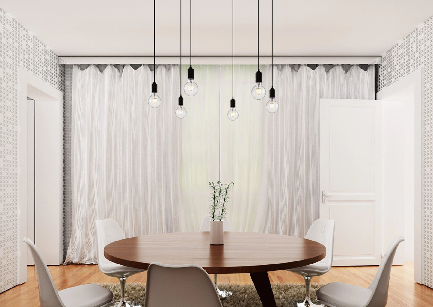 RENDL pendant lamp CINDY VI pendant black  230V LED E27 6x15W R12054 13