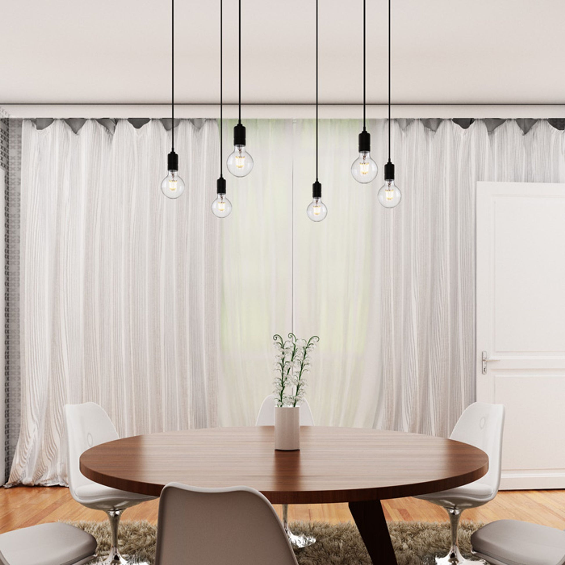RENDL pendant lamp CINDY VI pendant black  230V LED E27 6x15W R12054 6