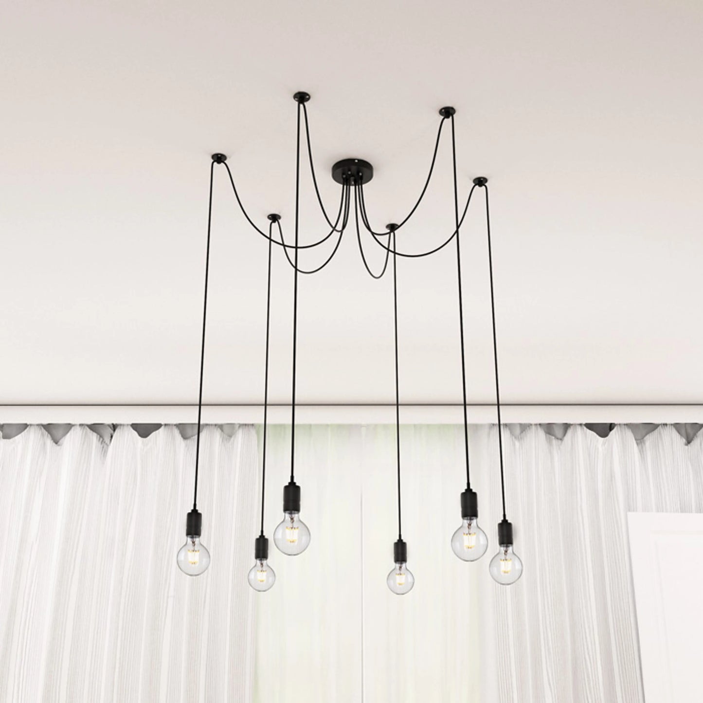RENDL pendant lamp CINDY VI pendant black  230V LED E27 6x15W R12054 7