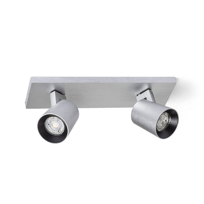 RENDL spotlight KENNY II surface mounted  brushed aluminum/black 230V LED GU10 2x8W R12916 1