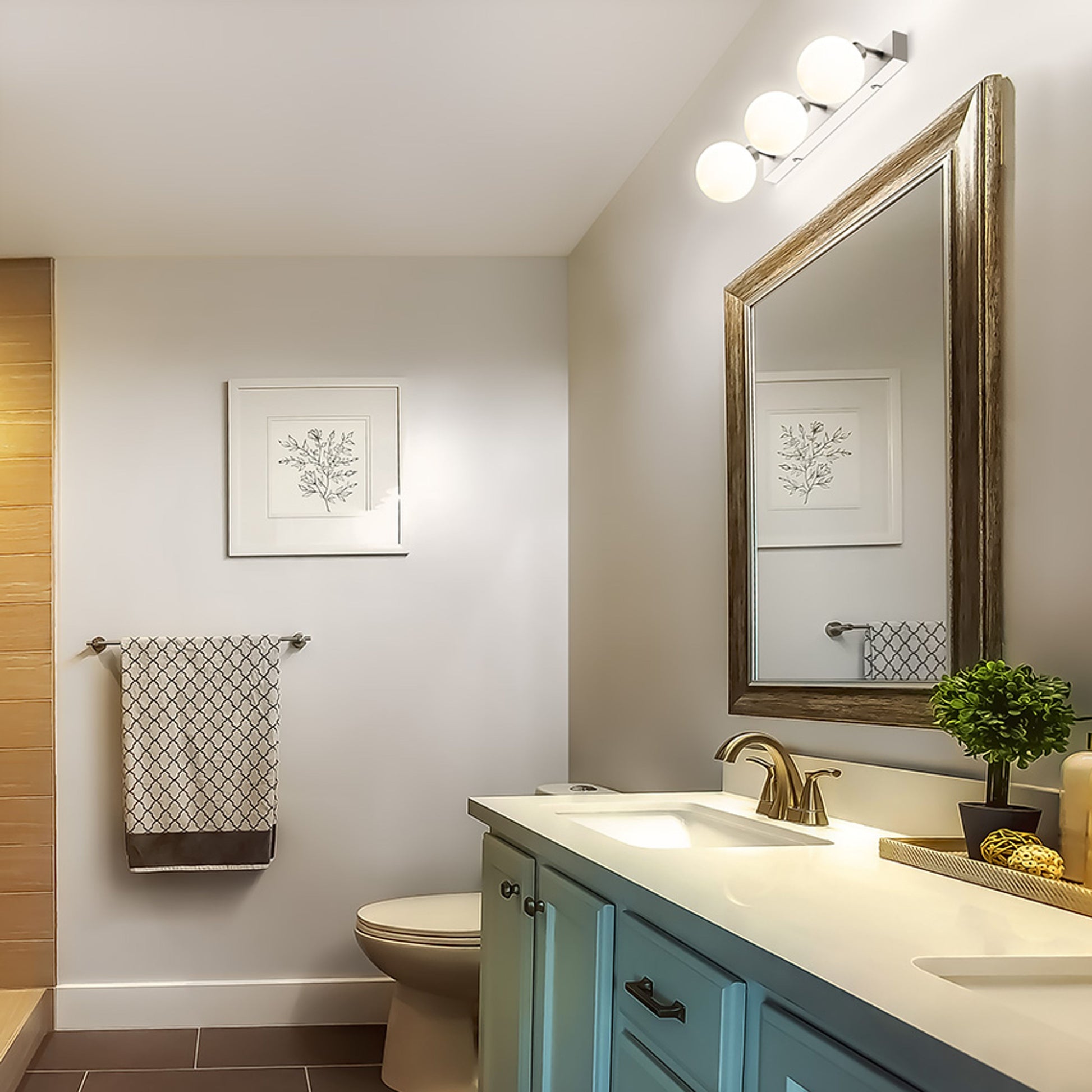 RENDL spotlight BOLLY III surface mounted  opal-colored glass/chrome 230V LED G9 3x3W IP44 R13691 2