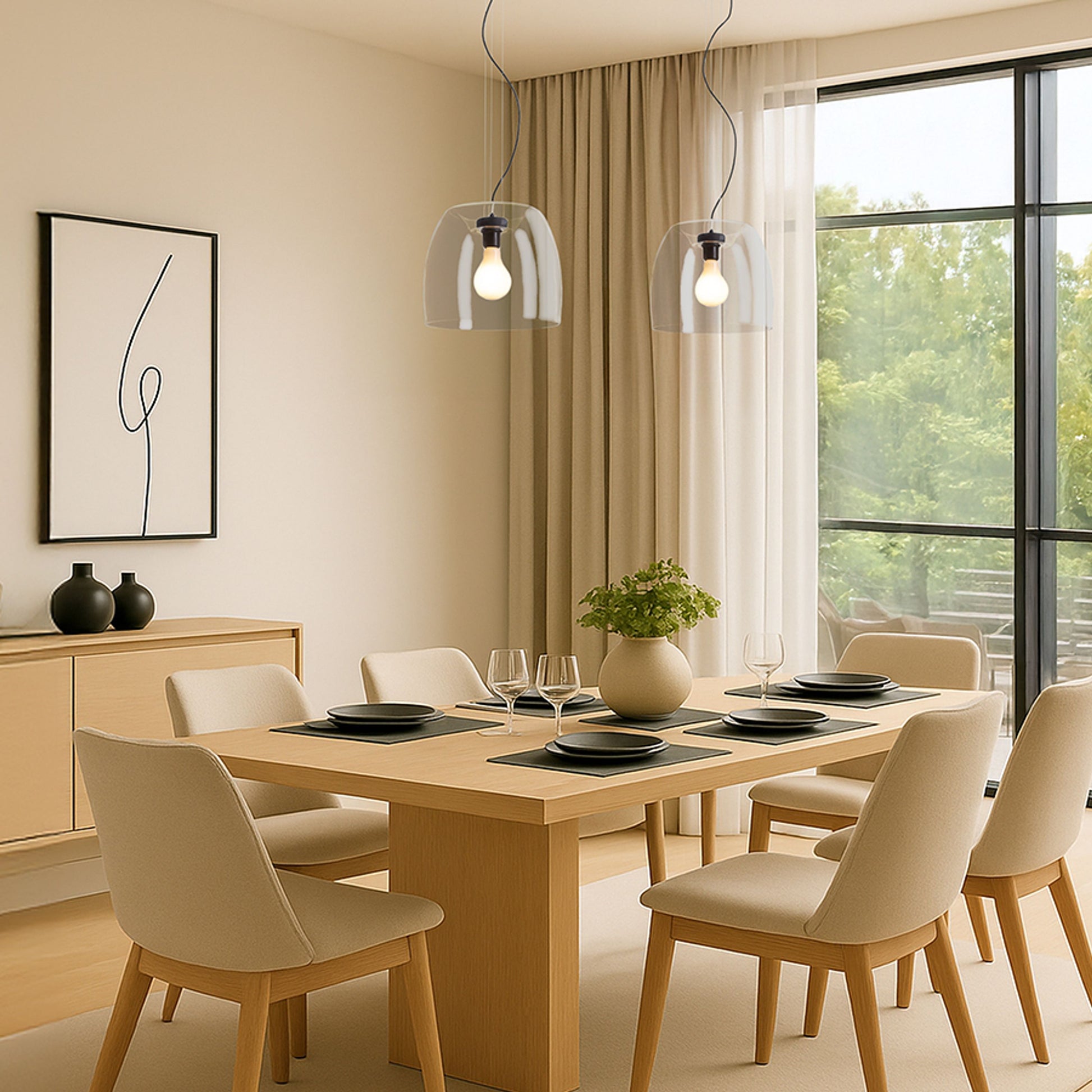 RENDL pendant lamp ORLANDO 35 pendant clear glass/black 230V LED E27 24W R14395 3