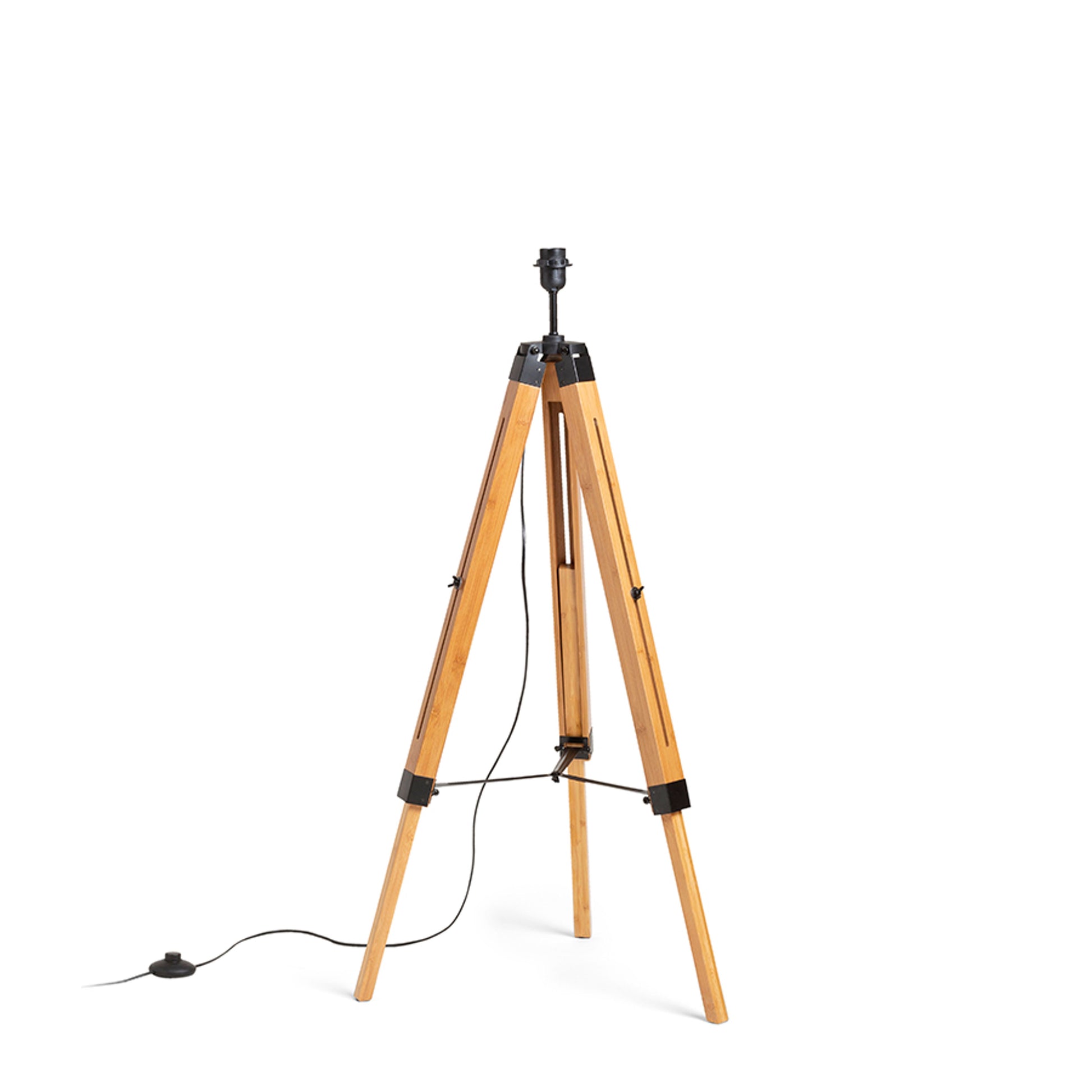 RENDL shades, shade bases, pendent sets ALVIS floor base bamboo/black 230V LED E27 15W R14496 1